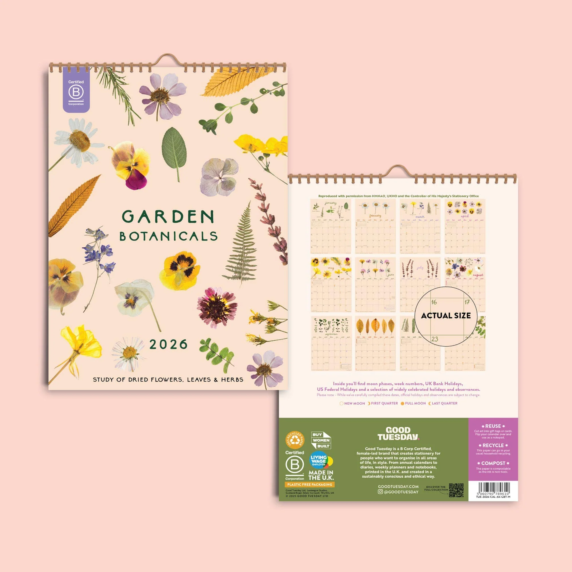 2026 Calendar | Garden Botanicals A4