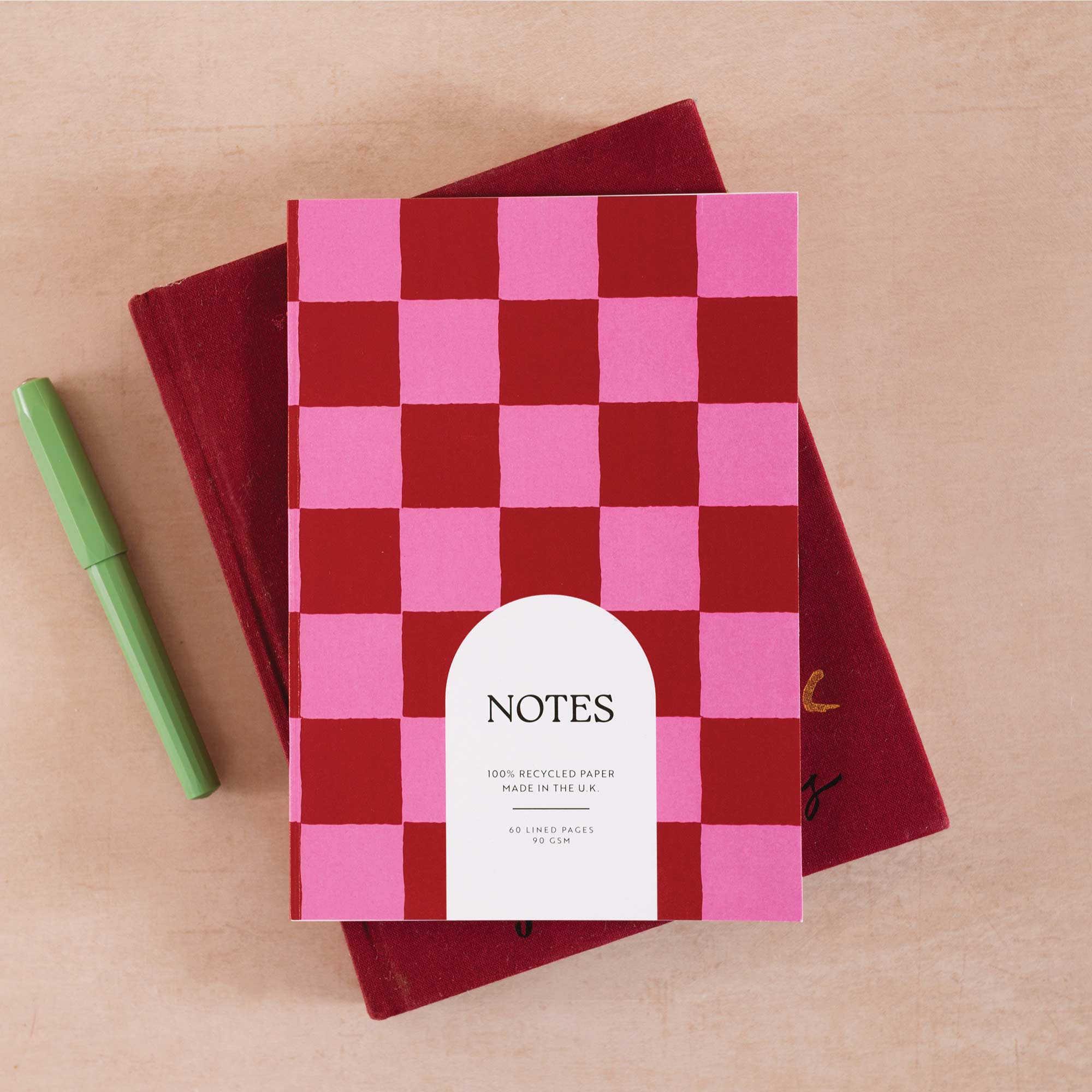 A5 Burgundy Check Notebook