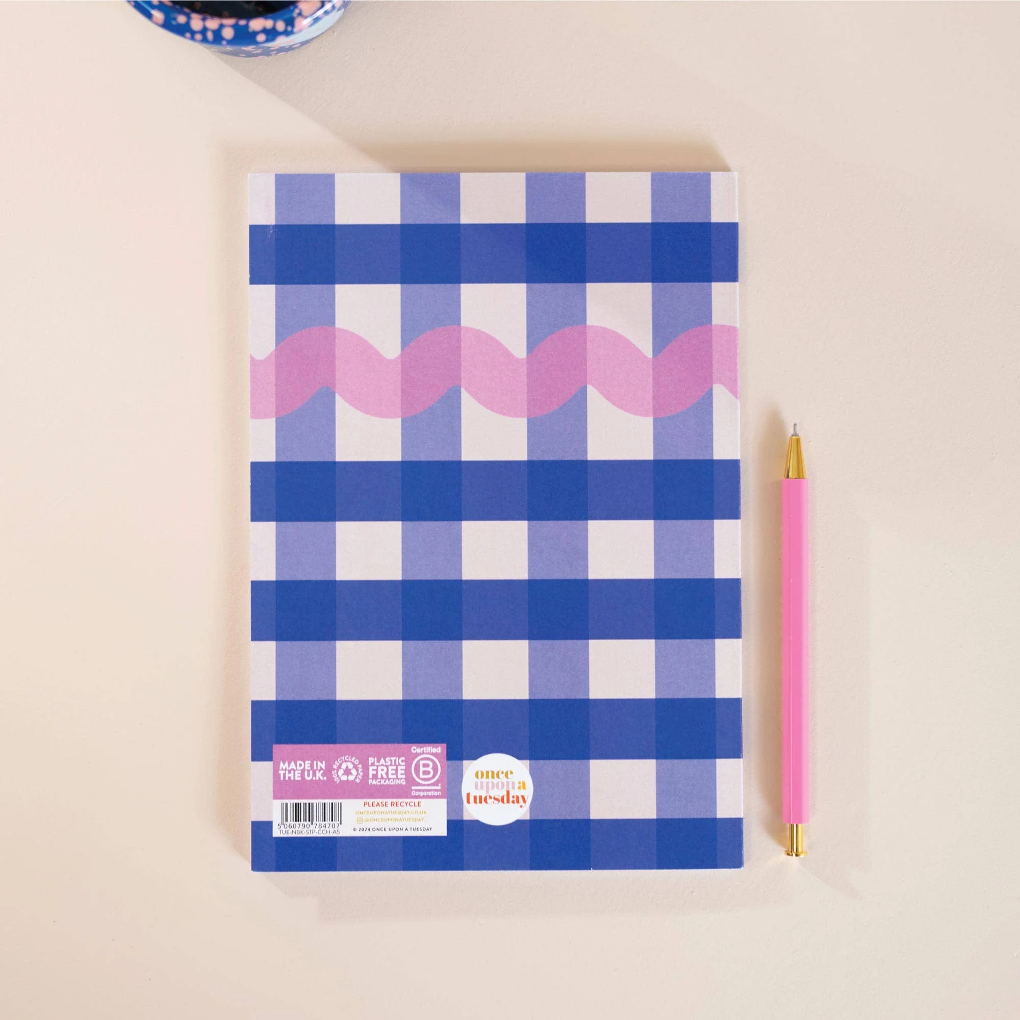 A5 Cobalt Check Notebook - Image 3