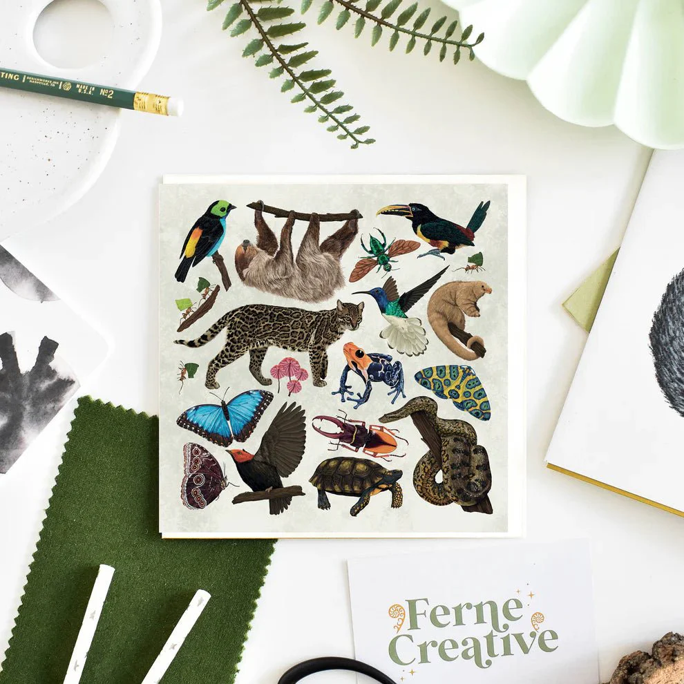Amazon Wildlife Illustrated Greetings Card [Beneath the Canopy RHS Collab]