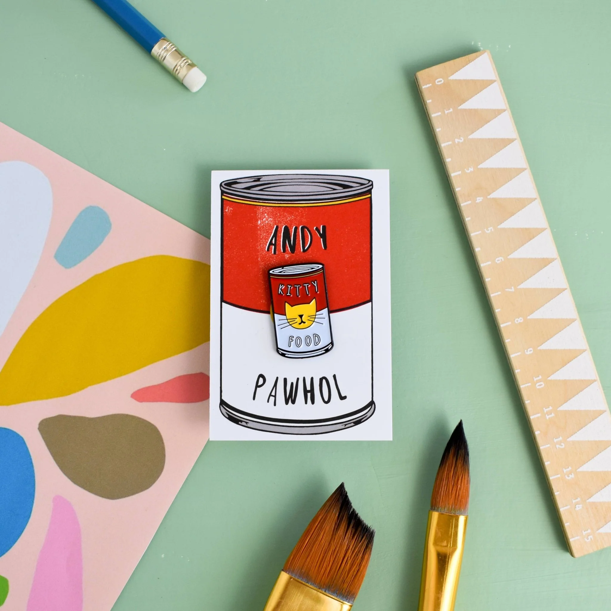 Niaski Andy Pawhol Enamel Pin – Cat Artist Collection - Image 2