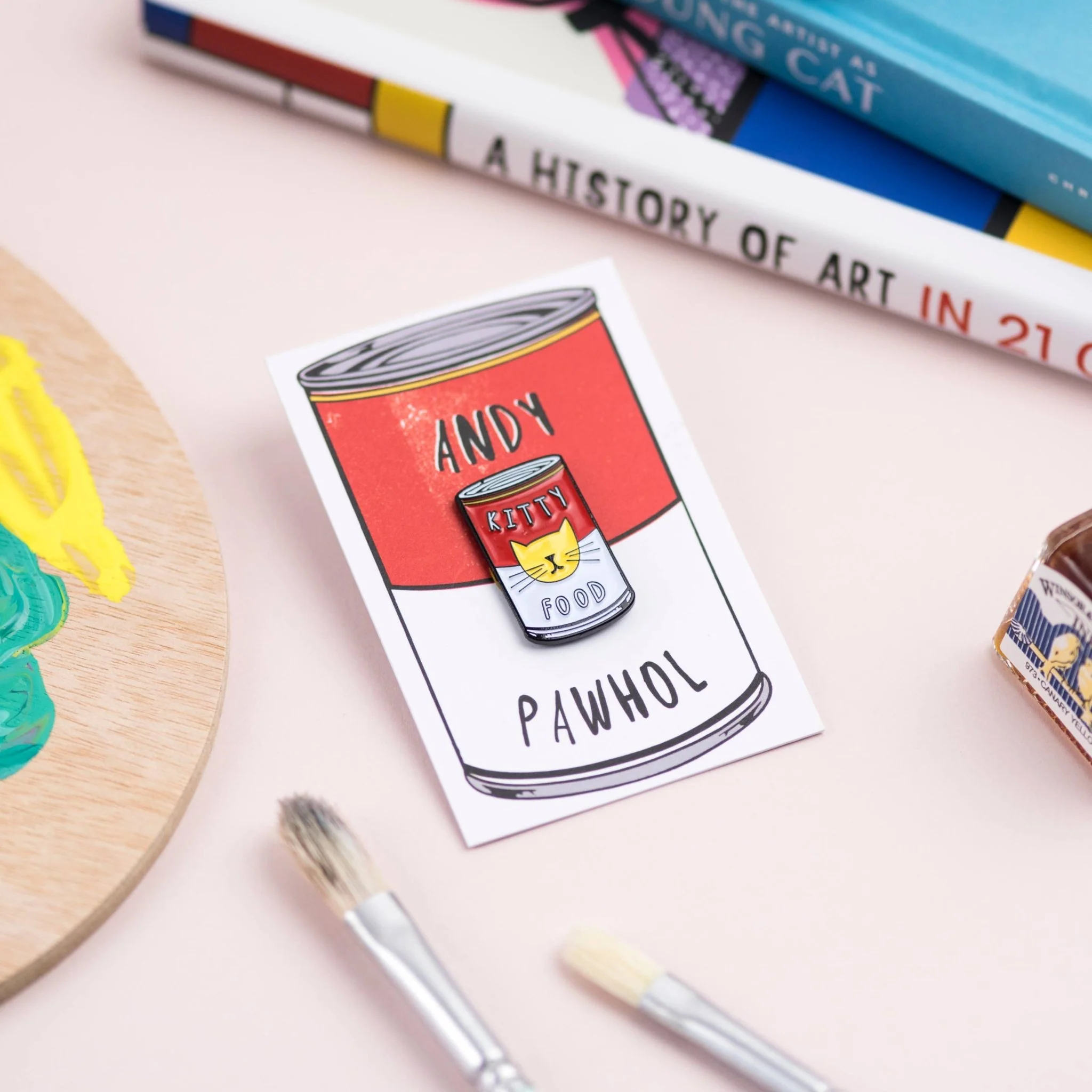 Niaski Andy Pawhol Enamel Pin – Cat Artist Collection - Image 3