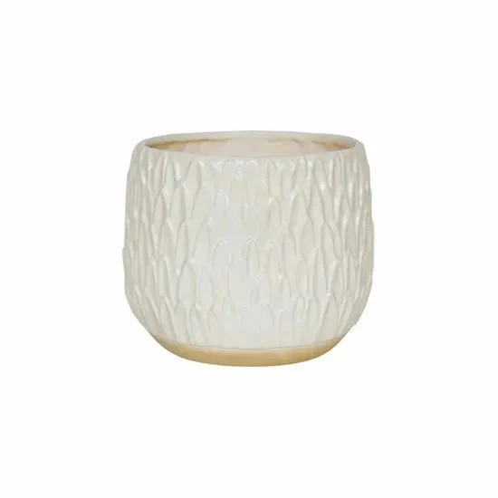 Arles Leaf Embossed Planter in White