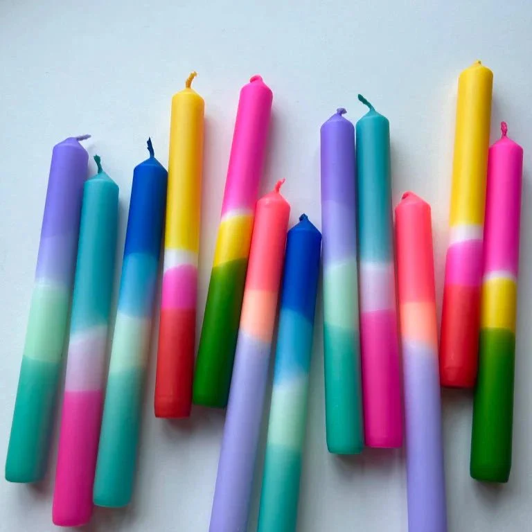 Assorted Unique Dip Dye 23cm / 9" Dinner Candles - Lucky Dip Colours