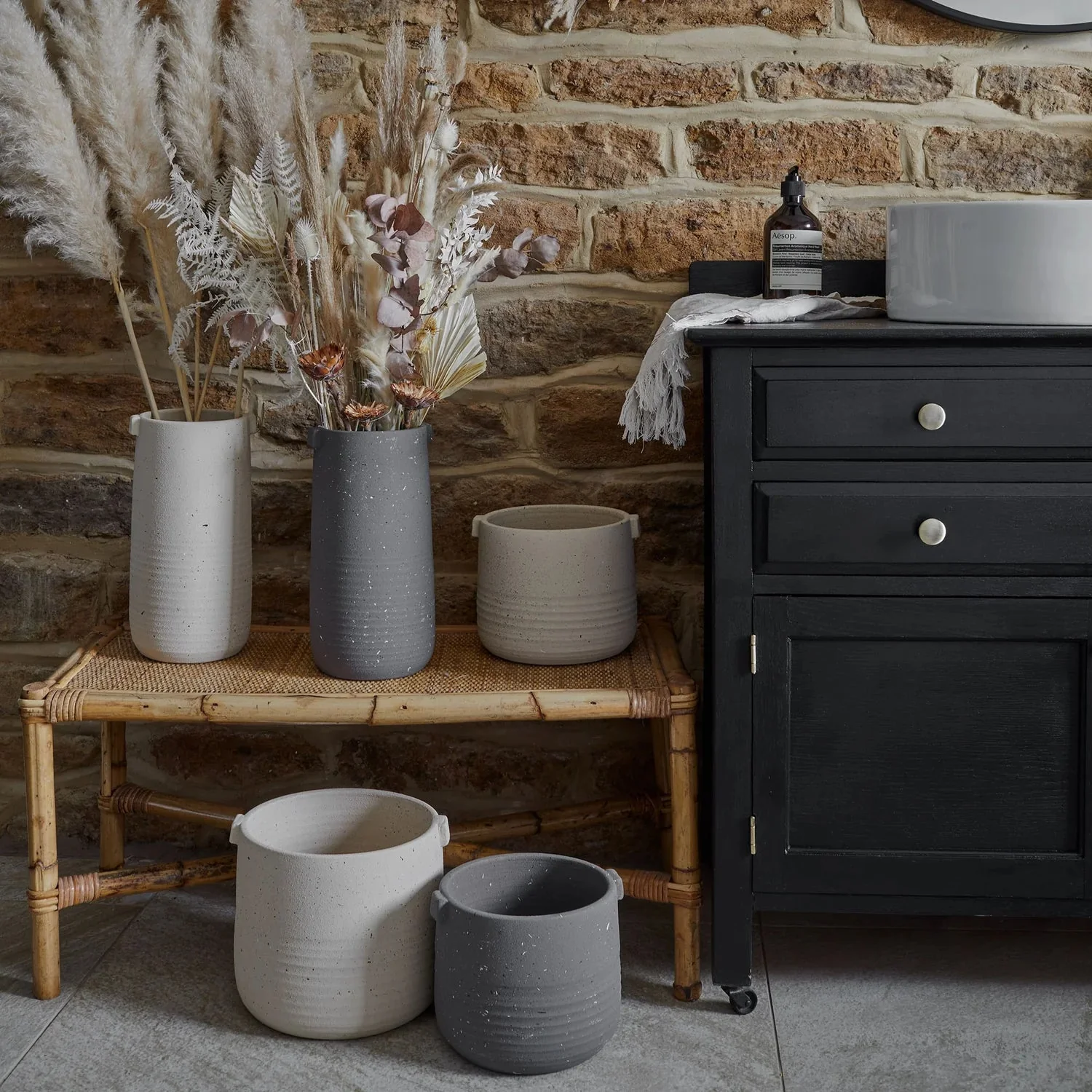 Aurora Terrazzo Handle Planter in Creamy Oat - Image 2