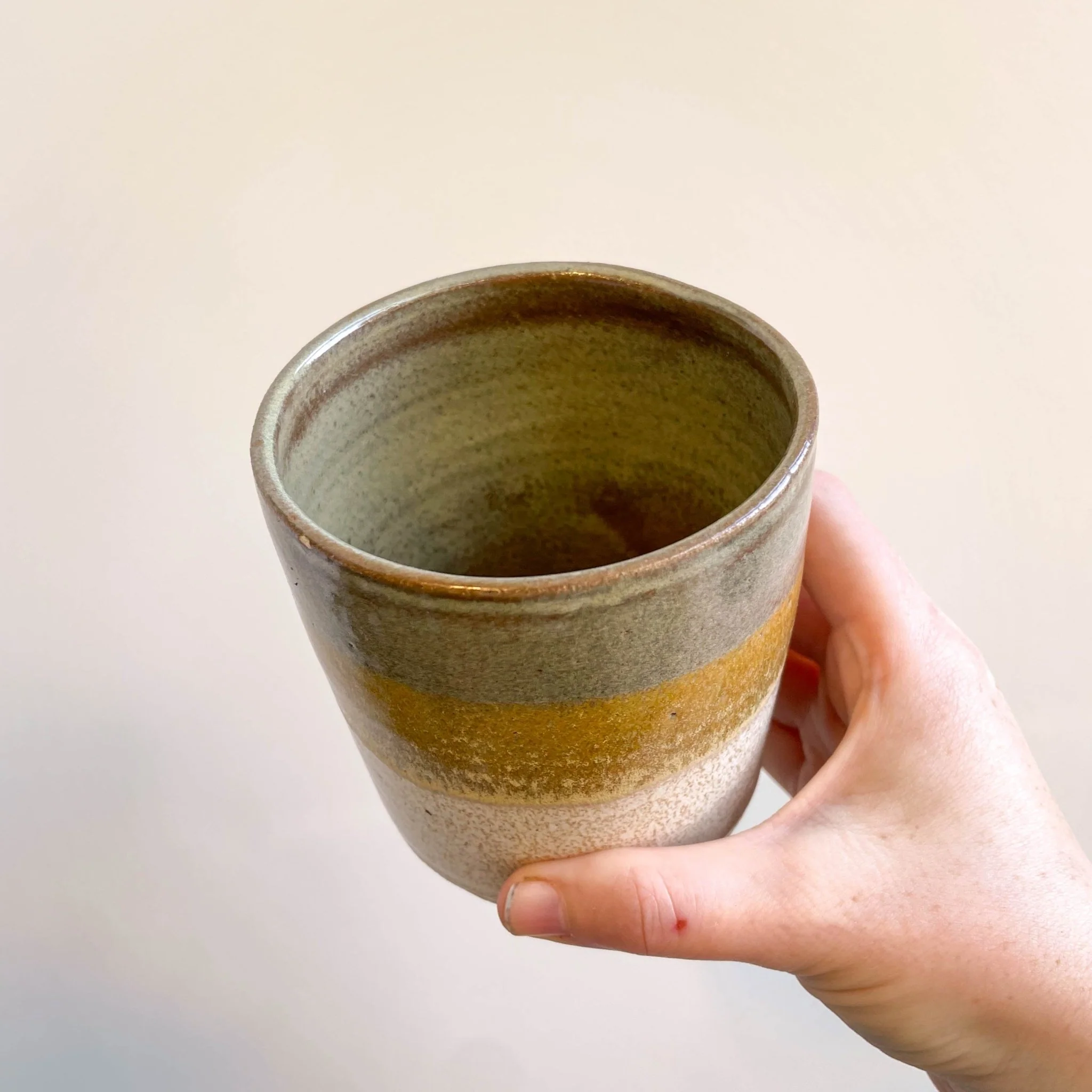 Bamboo - Green, Yellow & Cream Handmade Ceramic Plant Pot - Image 5
