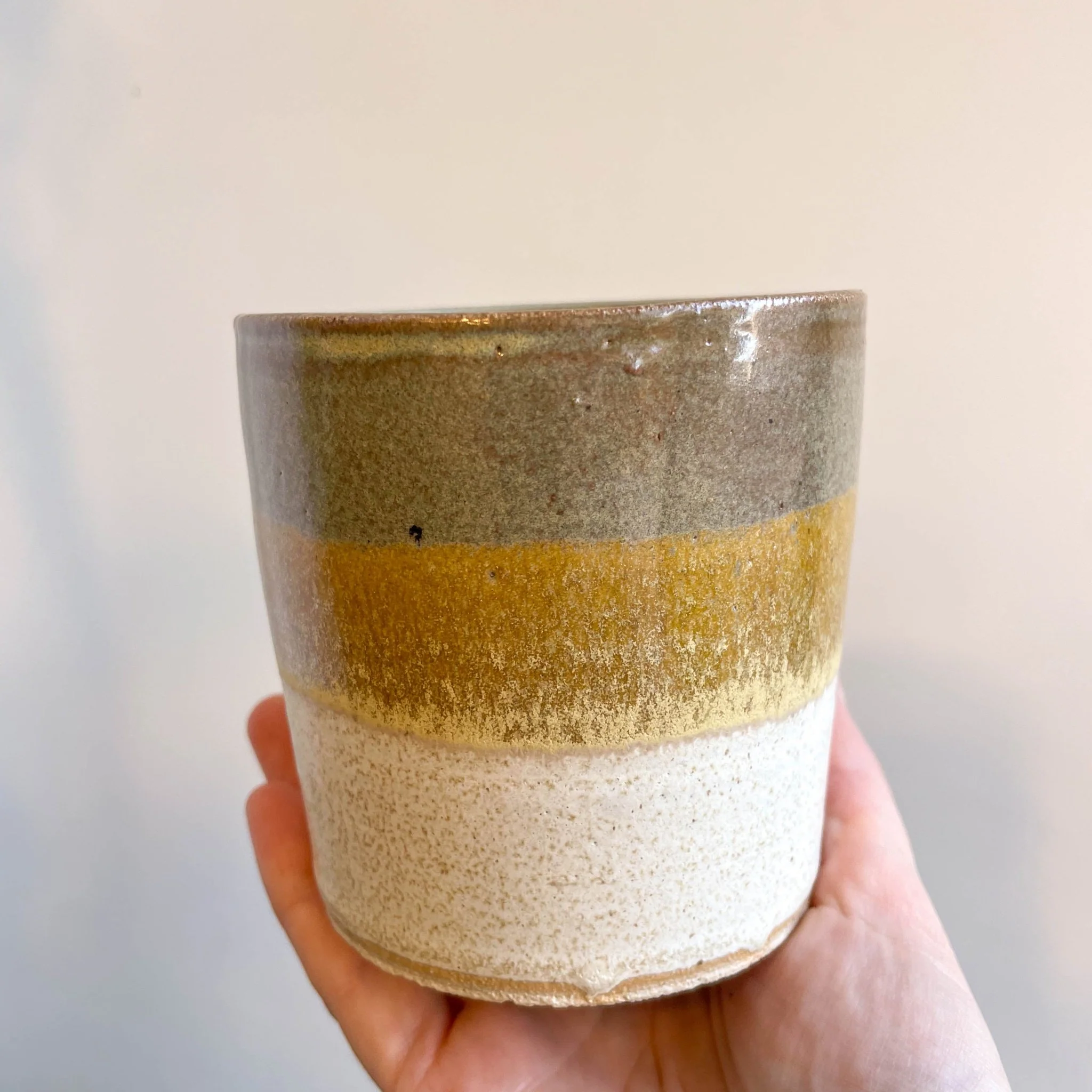 Bamboo - Green, Yellow & Cream Handmade Ceramic Plant Pot - Image 6