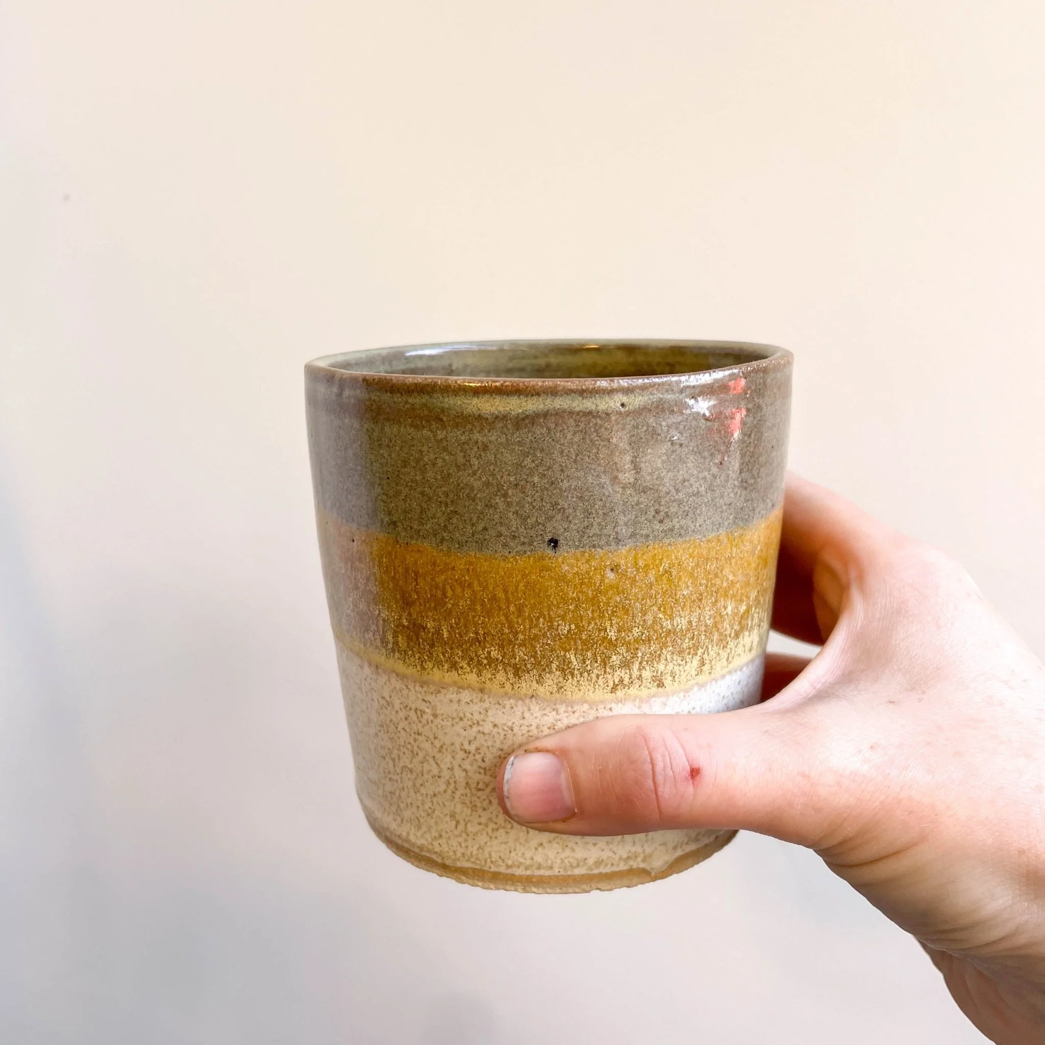 Bamboo - Green, Yellow & Cream Handmade Ceramic Plant Pot - Image 8