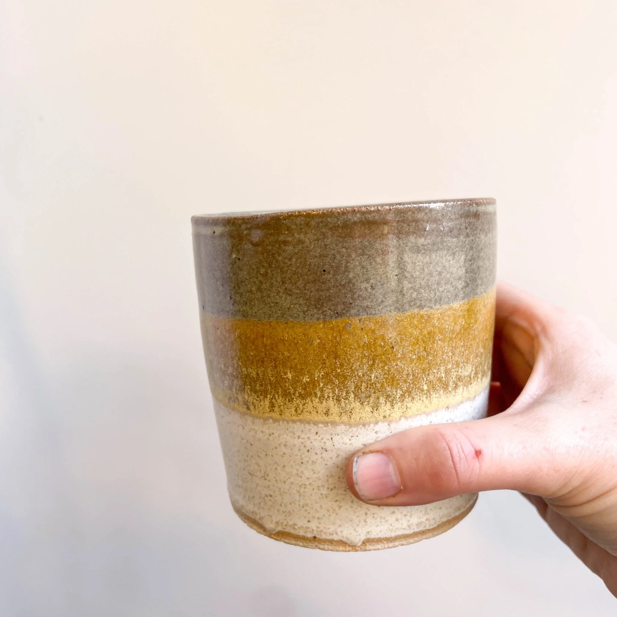 Bamboo - Green, Yellow & Cream Handmade Ceramic Plant Pot - Image 9