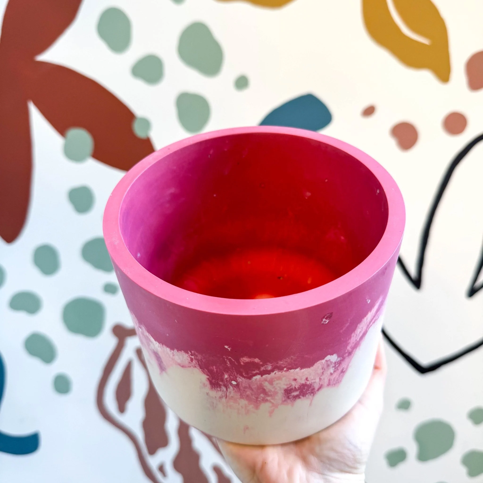 Berry Pink, Pale Pink and Putty Jesmonite Pot - Image 3