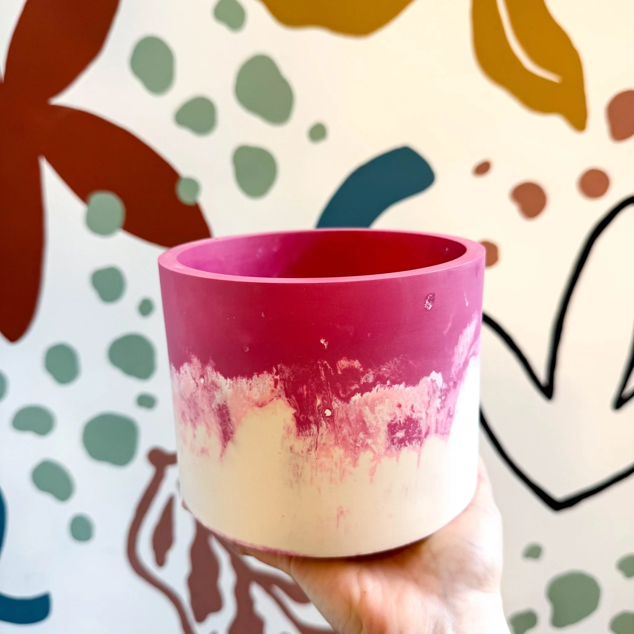 Berry Pink, Pale Pink and Putty Jesmonite Pot - Image 4