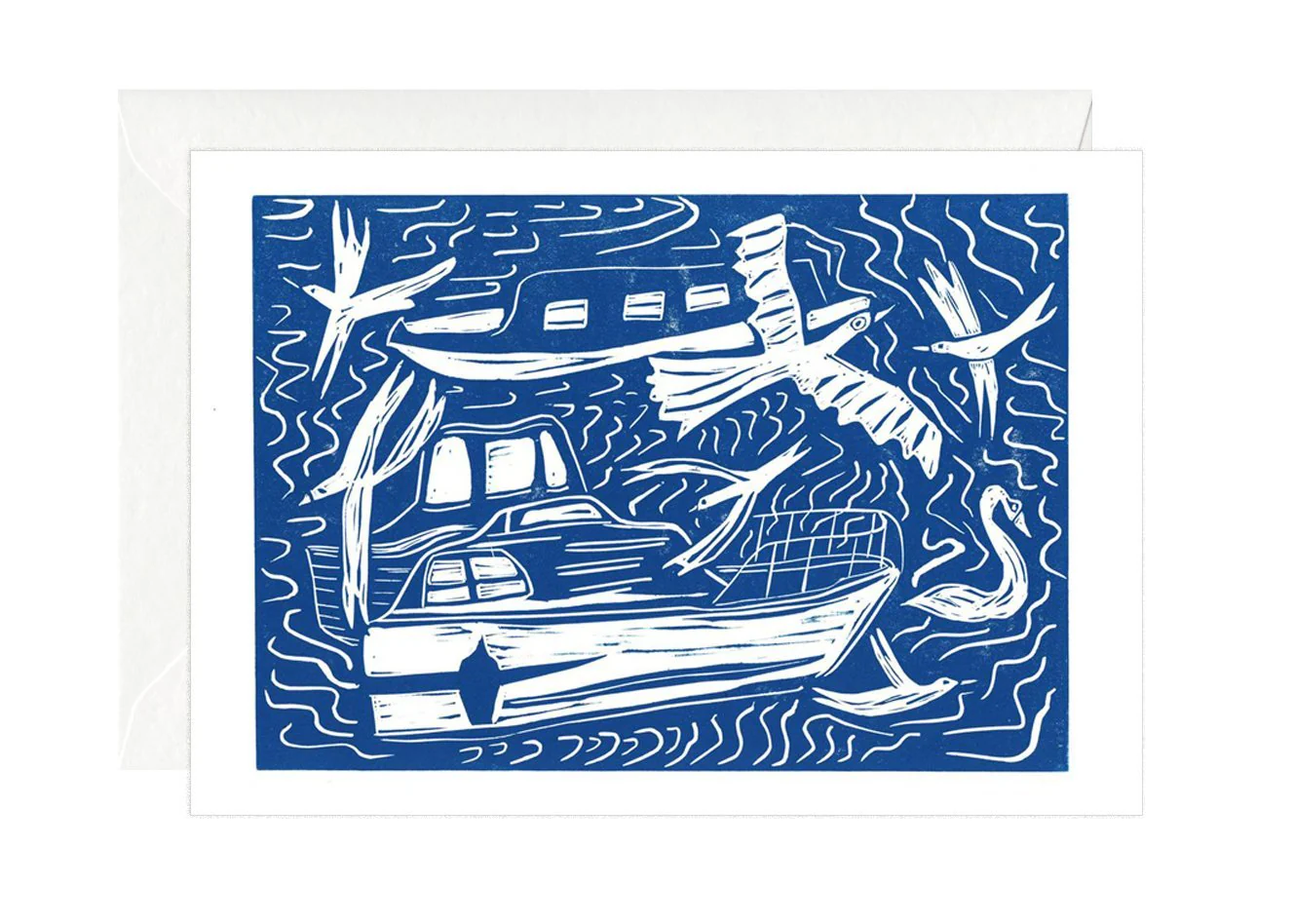 Birds and Boats Greetings Card