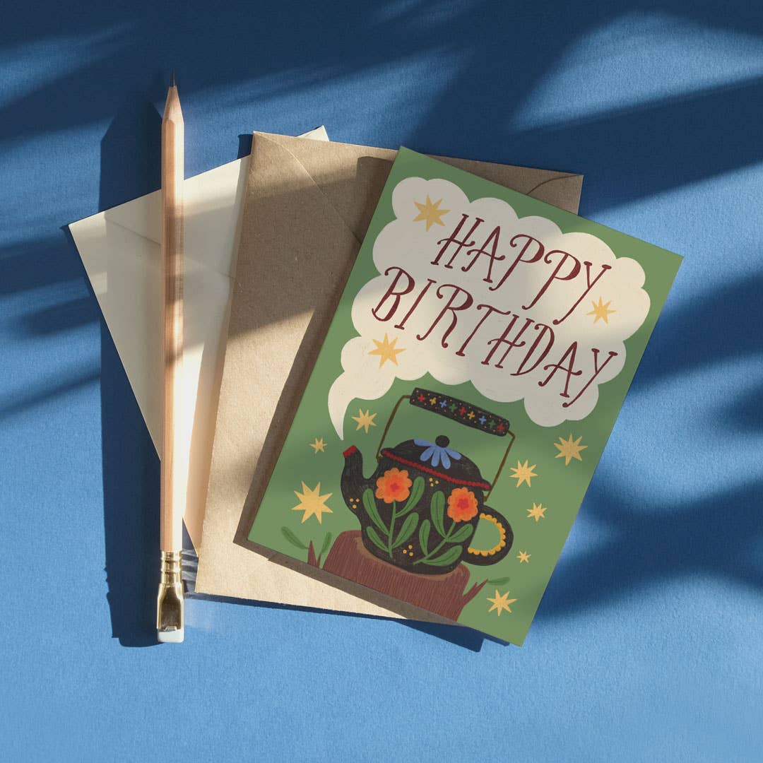 Birthday Teapot | Birthday card | Folk, tea - Image 2