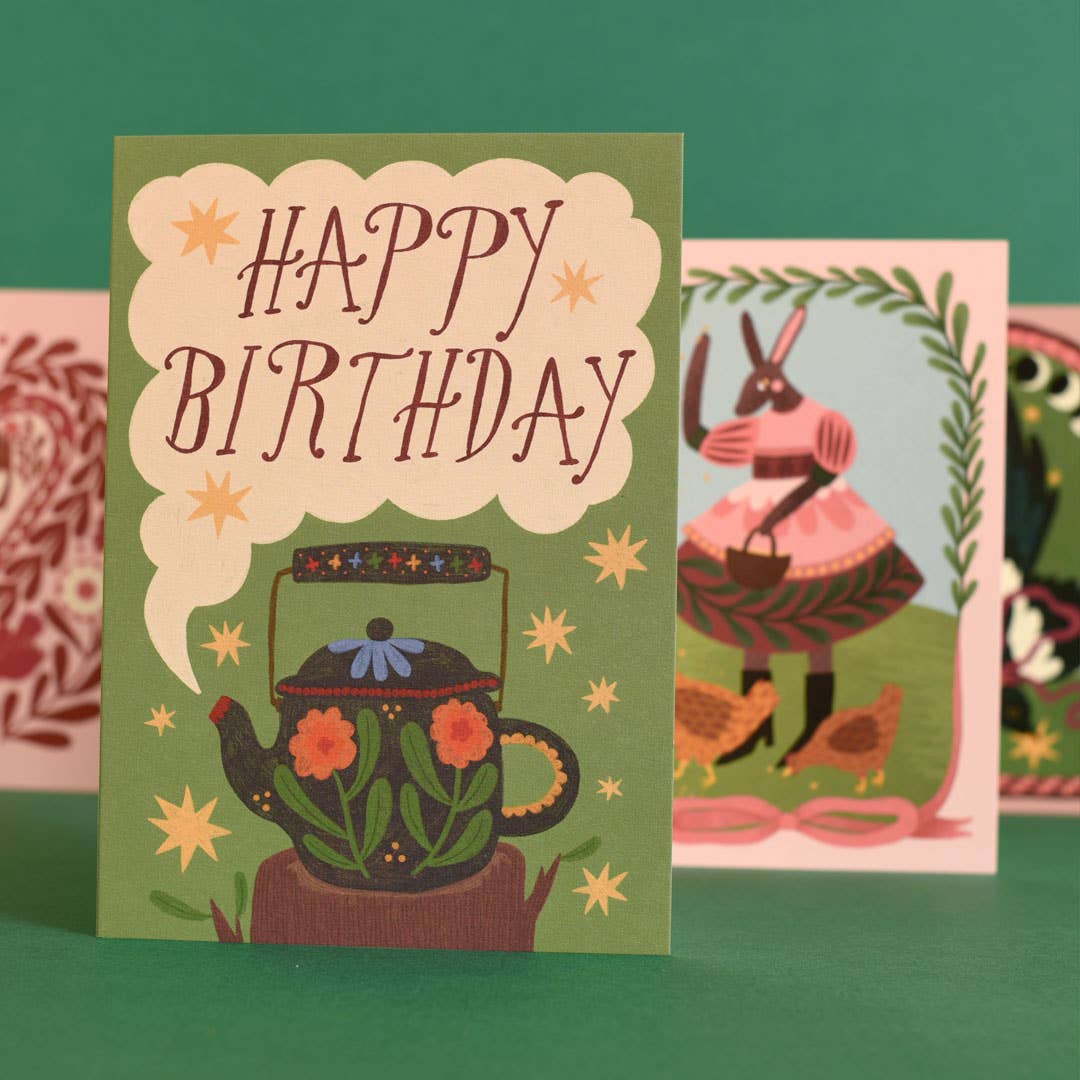 Birthday Teapot | Birthday card | Folk, tea - Image 3