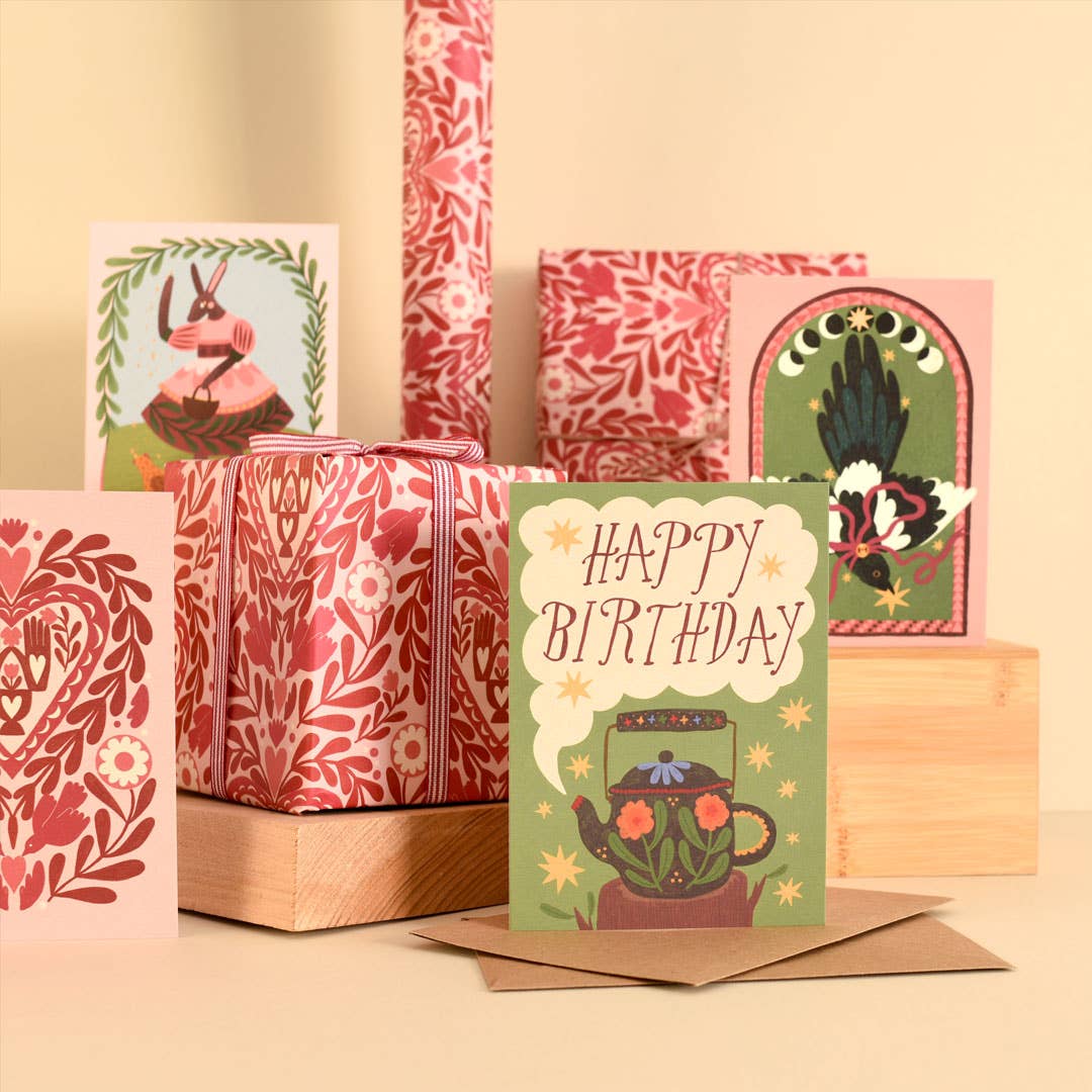 Birthday Teapot | Birthday card | Folk, tea - Image 4