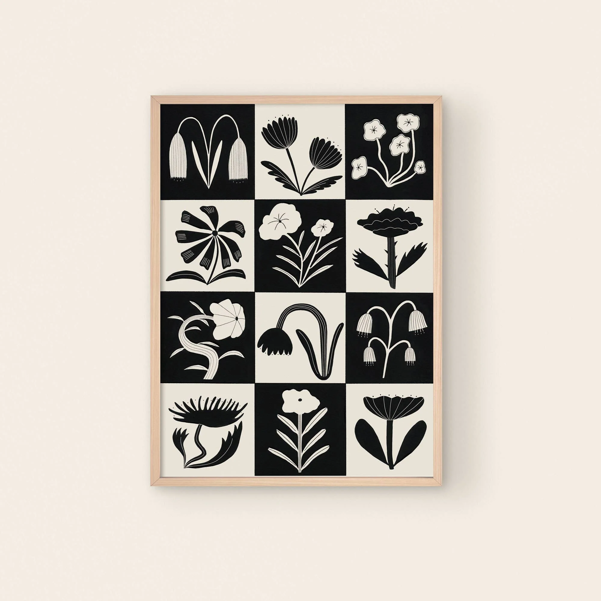 Black And White Flowers Monochrome Art Print