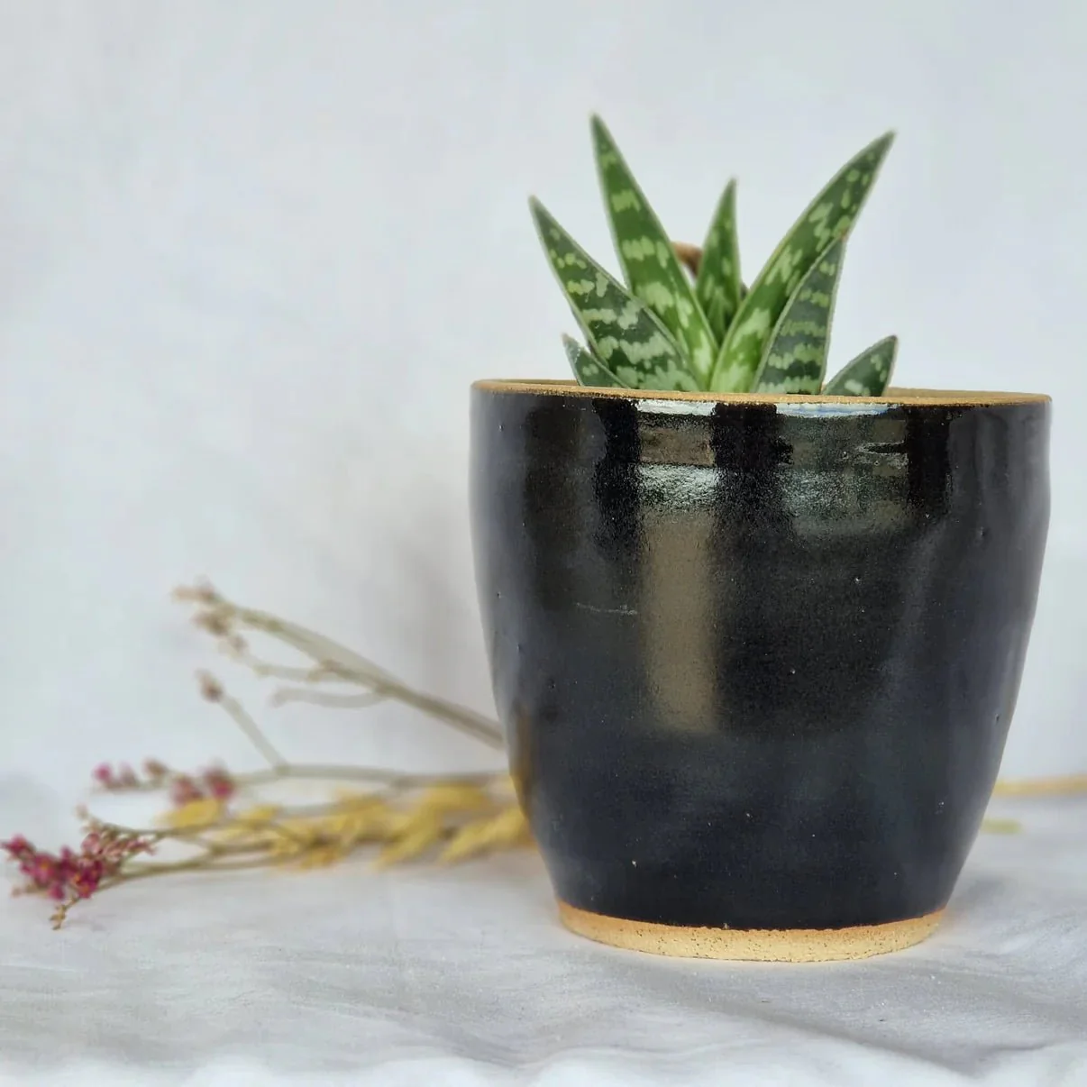 Black & Cream Handmade Ceramic Plant Pot
