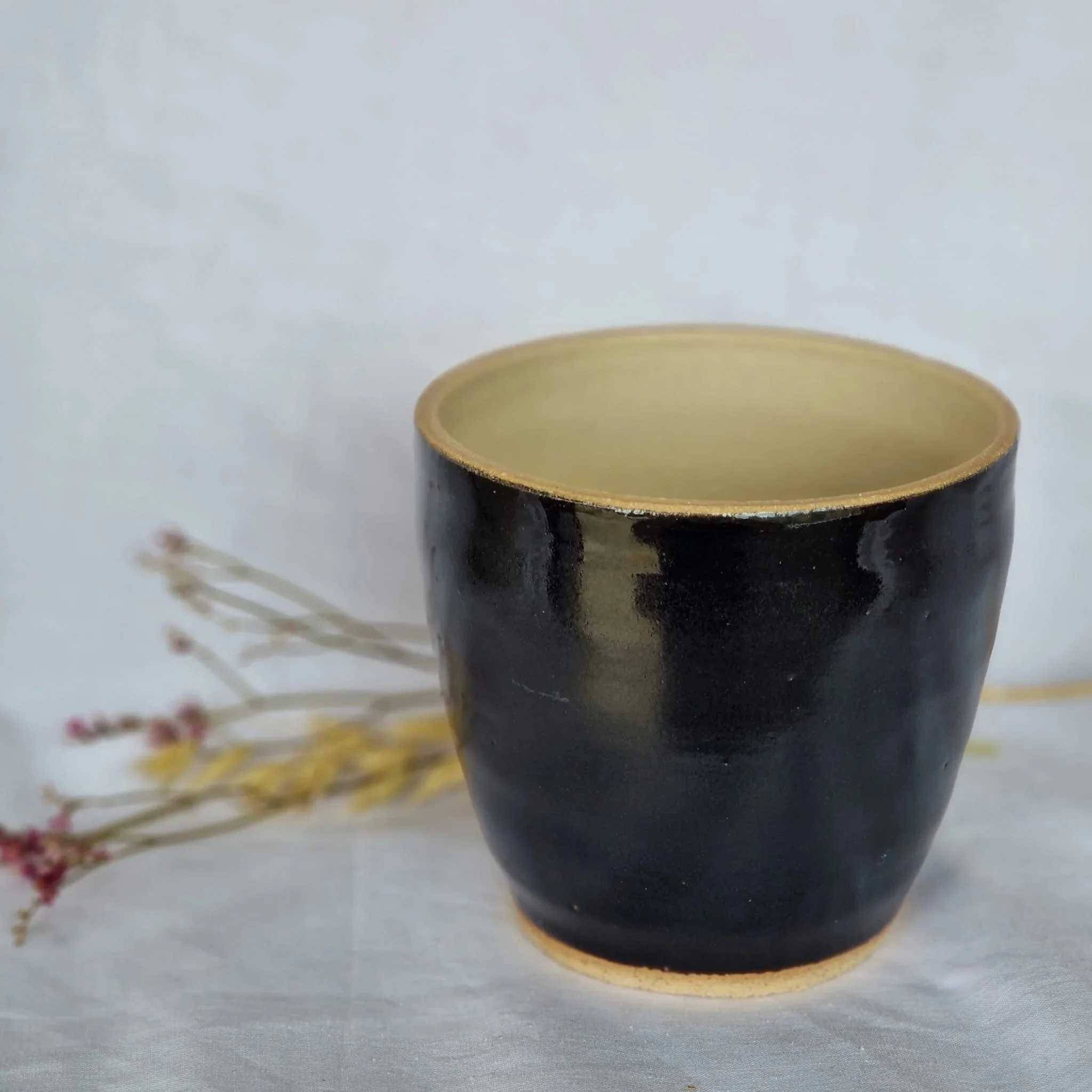 Black & Cream Handmade Ceramic Plant Pot - Image 2