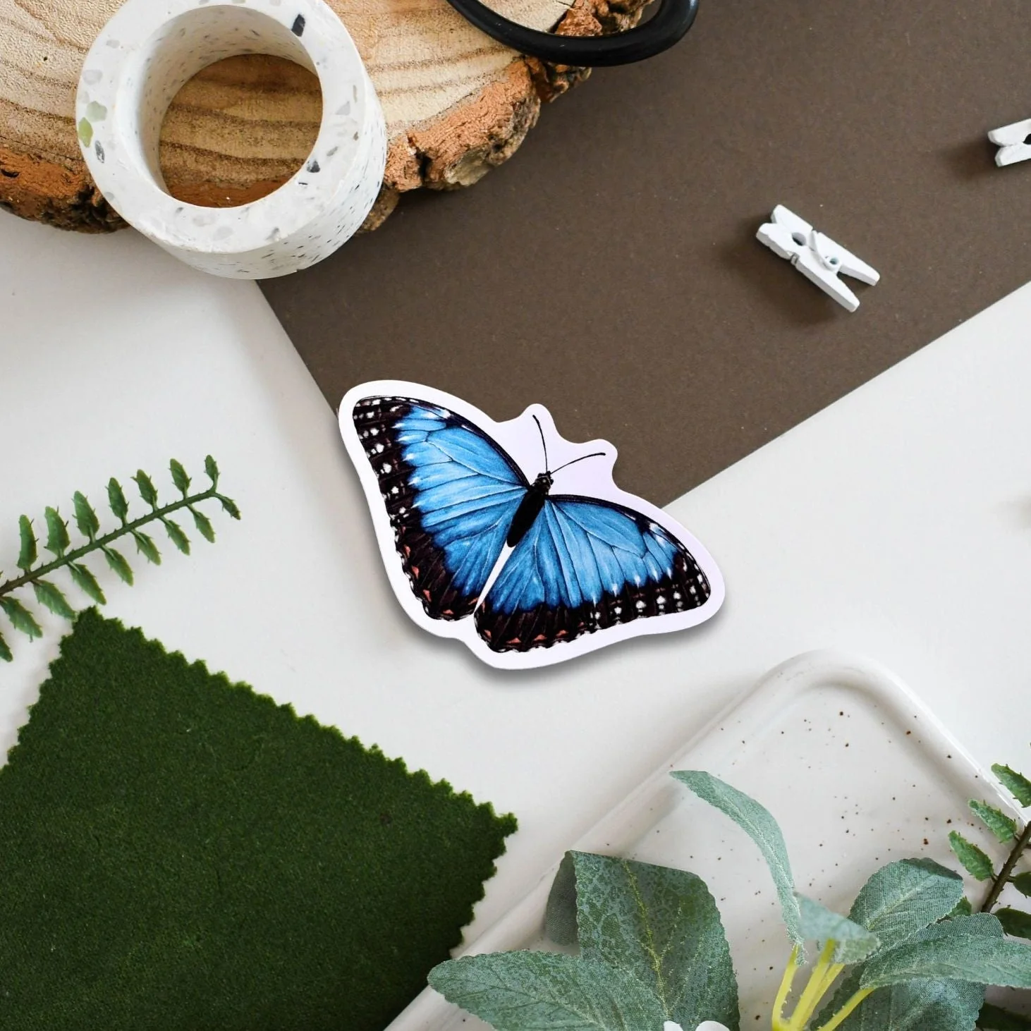 Blue Morpho Butterfly Wildlife Vinyl Sticker [Beneath the Canopy RHS Collab]