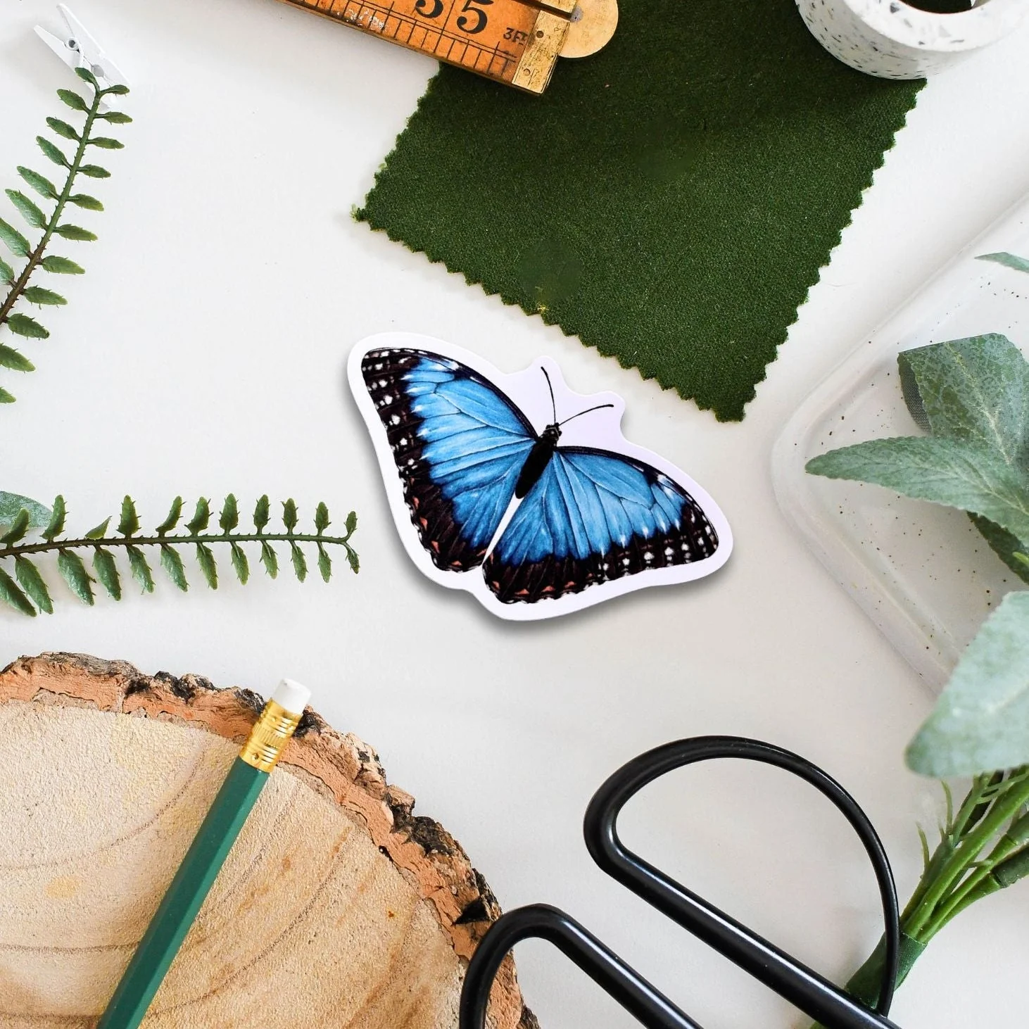 Blue Morpho Butterfly Wildlife Vinyl Sticker [Beneath the Canopy RHS Collab] - Image 2
