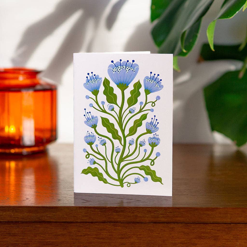 Blue Poppies Botanical Greetings Card - Image 2