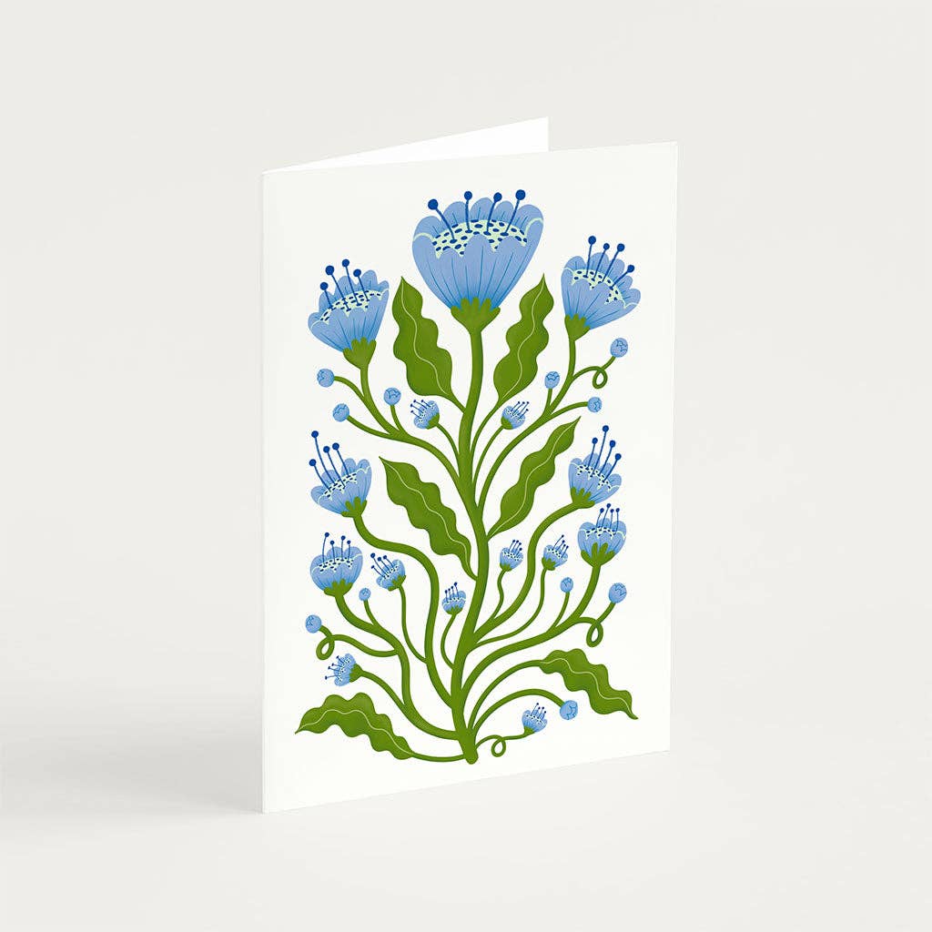 Blue Poppies Botanical Greetings Card - Image 3