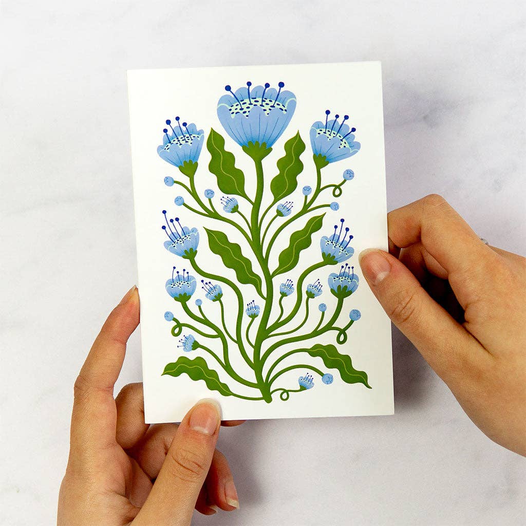 Blue Poppies Botanical Greetings Card - Image 4