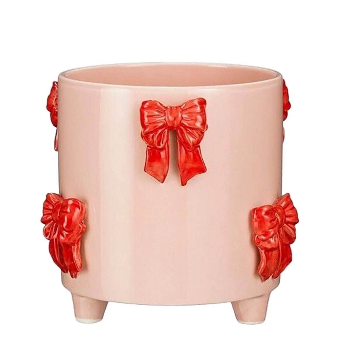 Bow Ceramic Pot – Pink & Red