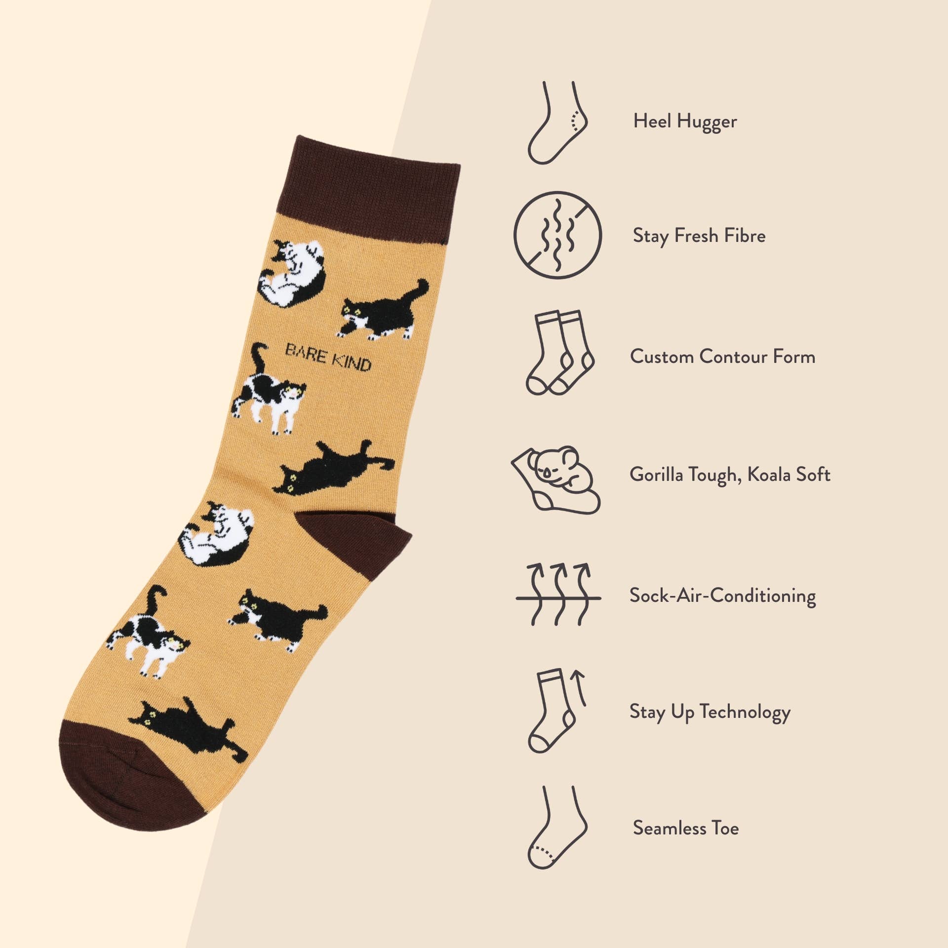 Brown Cats Bamboo Socks - Image 7