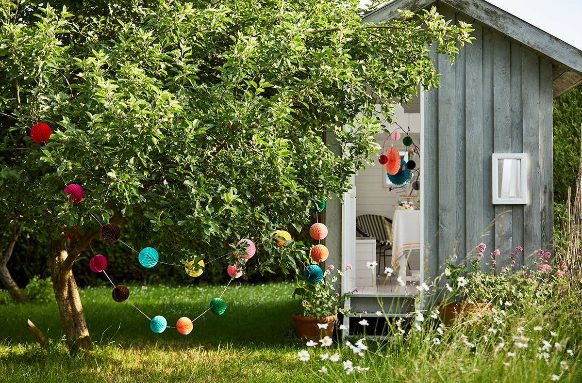 Multi Coloured 4m Bunting Ball Garland - Image 3