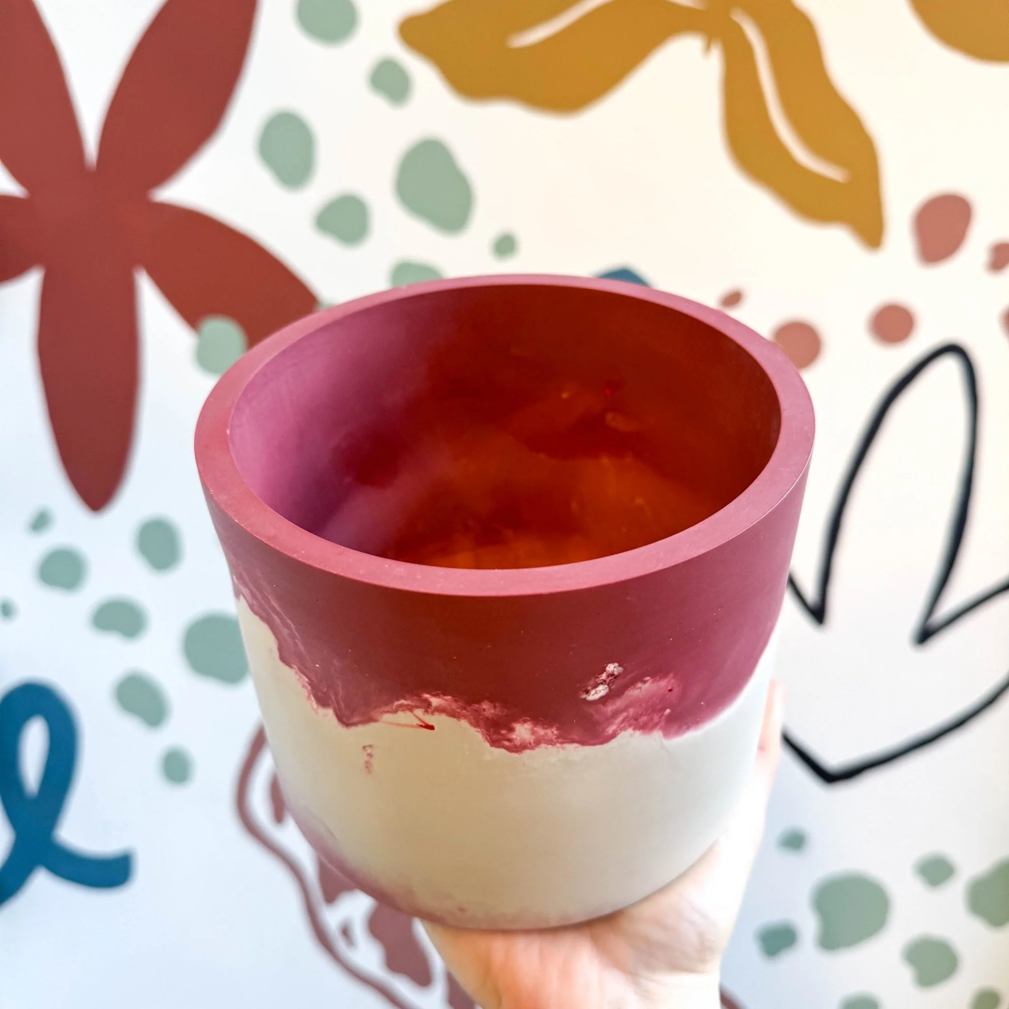 Burgundy Purple and Putty Jesmonite Pot - Image 2