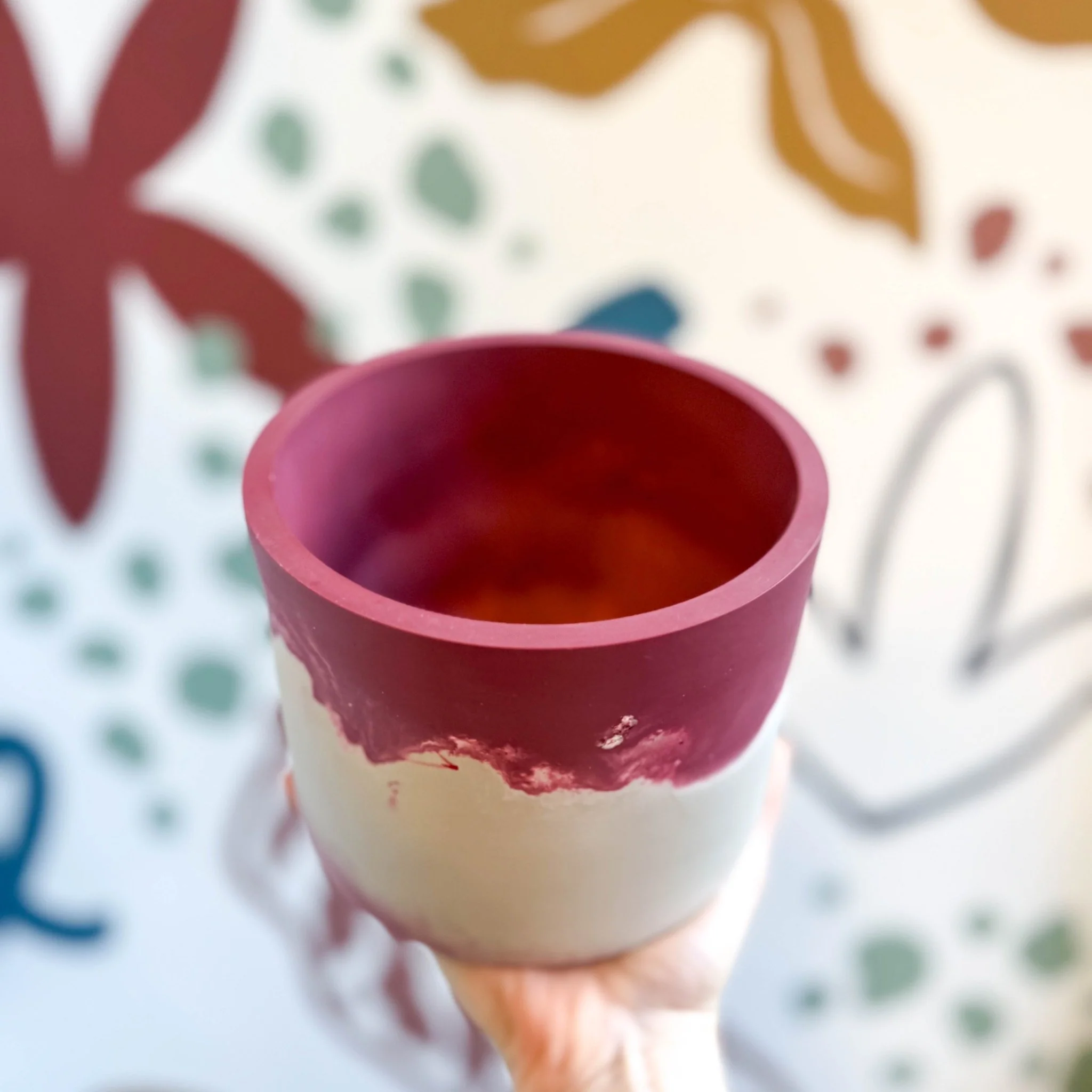 Burgundy Purple and Putty Jesmonite Pot - Image 3