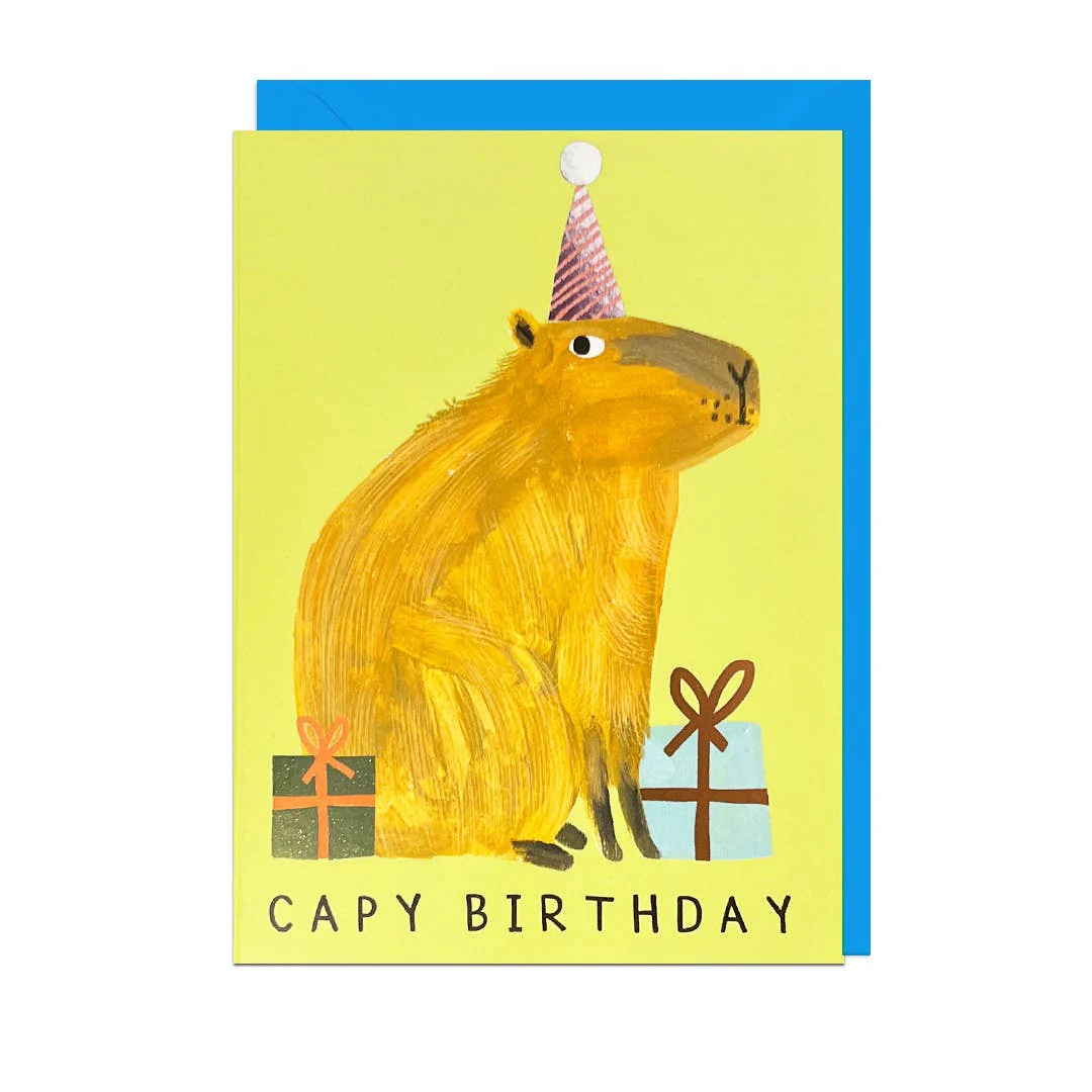 CAPY BIRTHDAY - FOIL, BLUE ENVELOPE Greetings Card