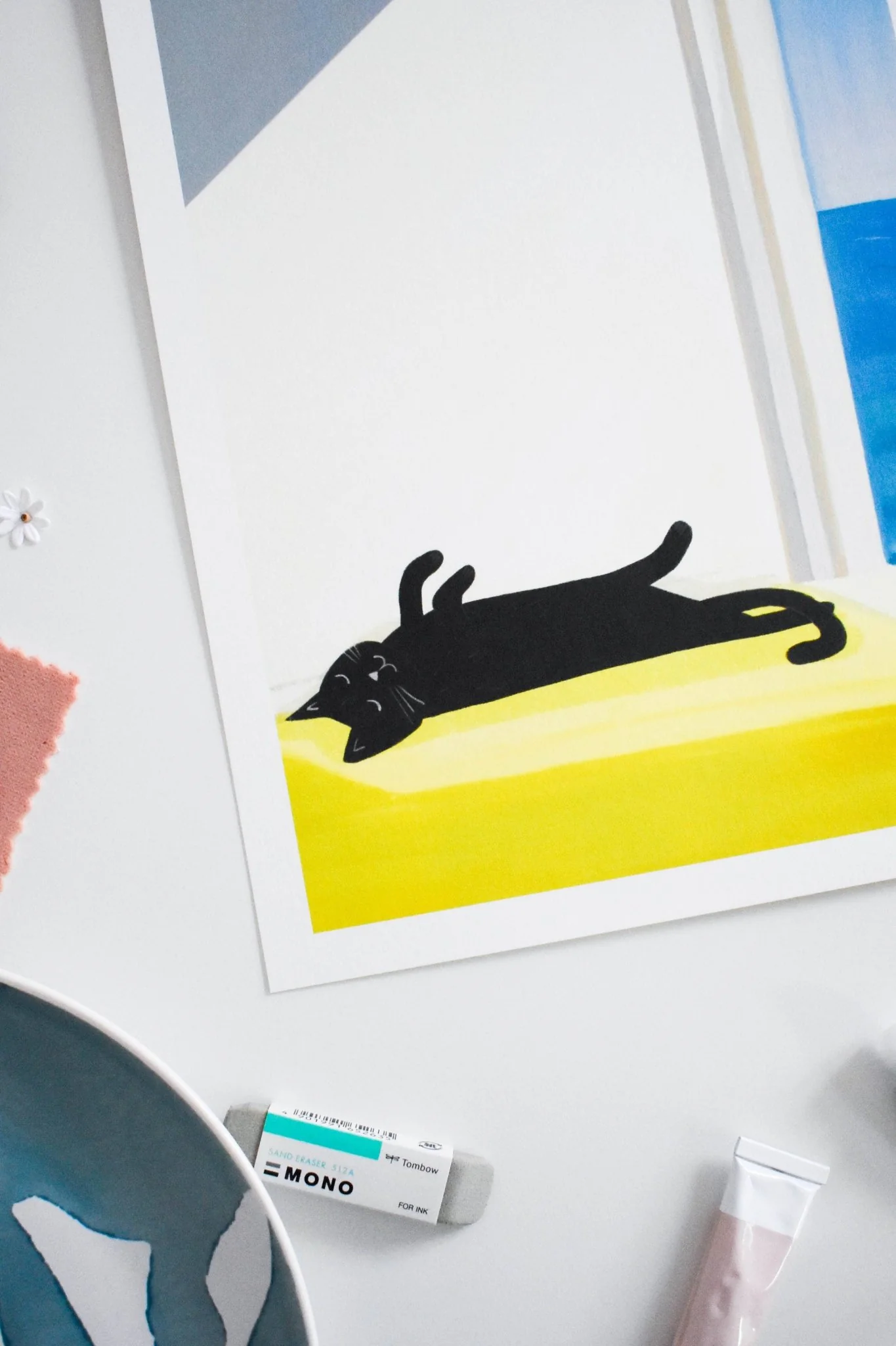 Niaski Cat Bathing by the Sea Art Print – Inspired by Edward Hopper - Image 3