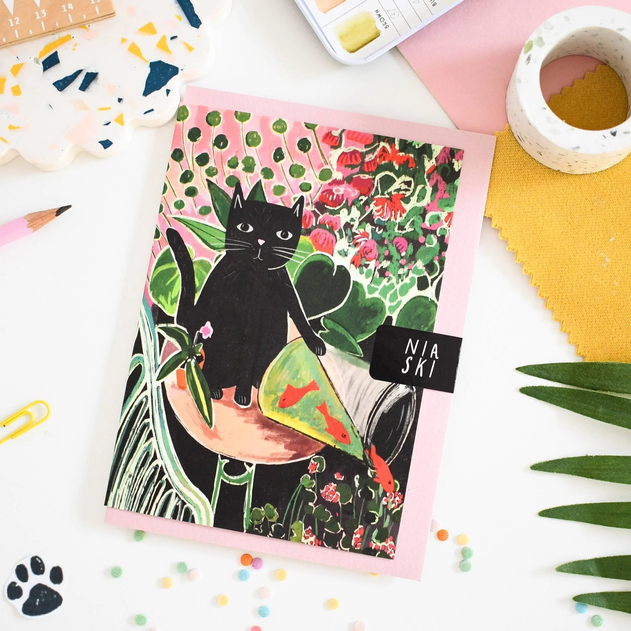 Catisse and the Goldfish Cat Greetings Card - Image 2