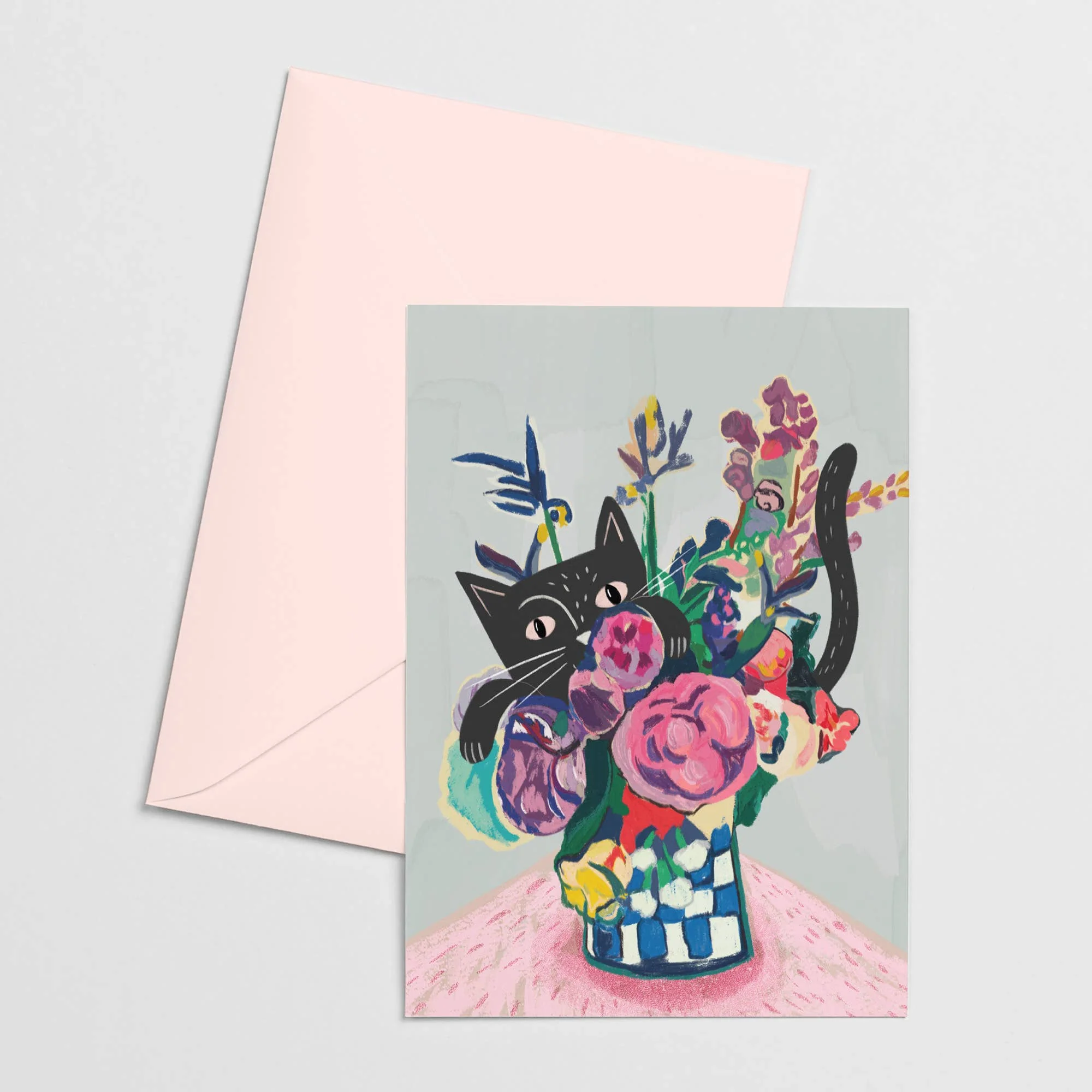 Catisse - Flowers and Cat Greetings Card - Image 3