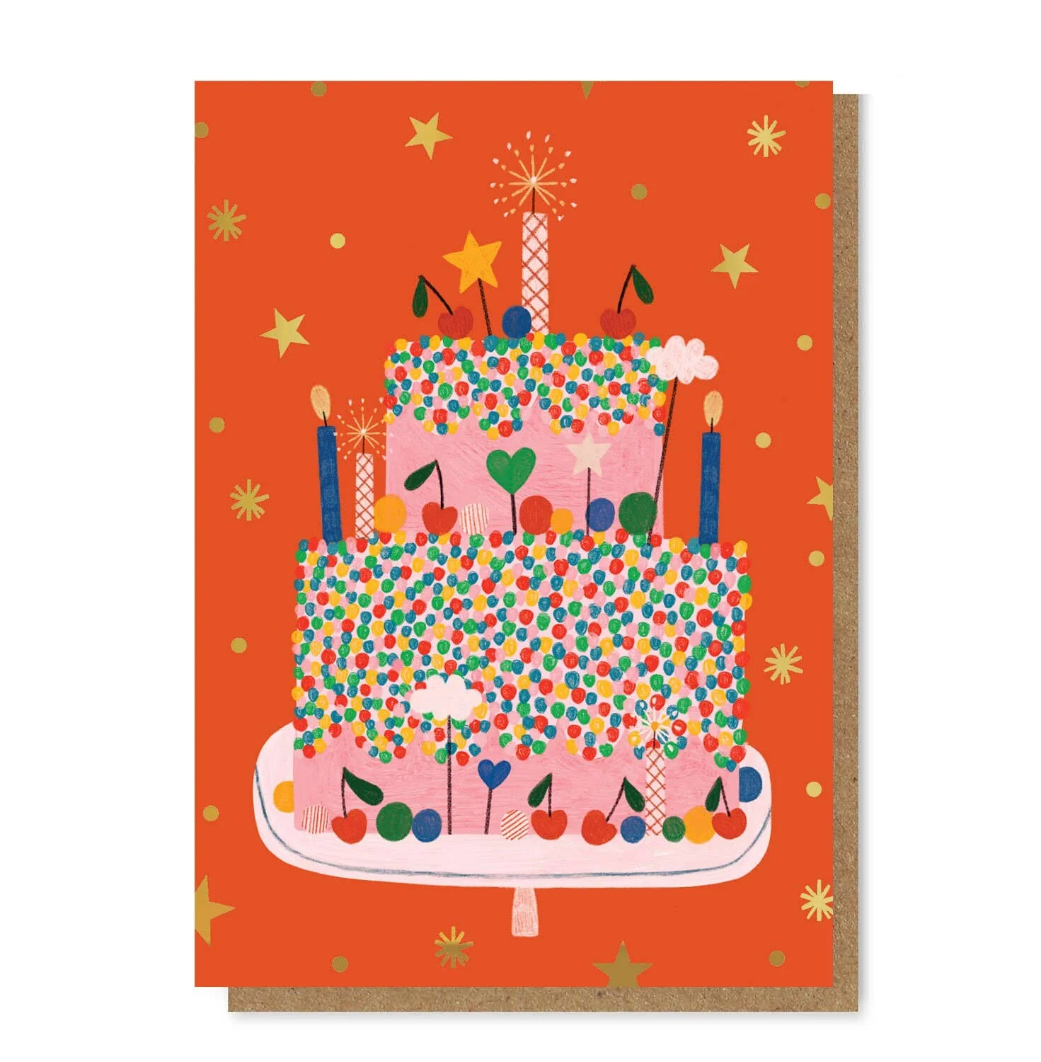 CELEBRATION CAKE gold foil Greetings Card