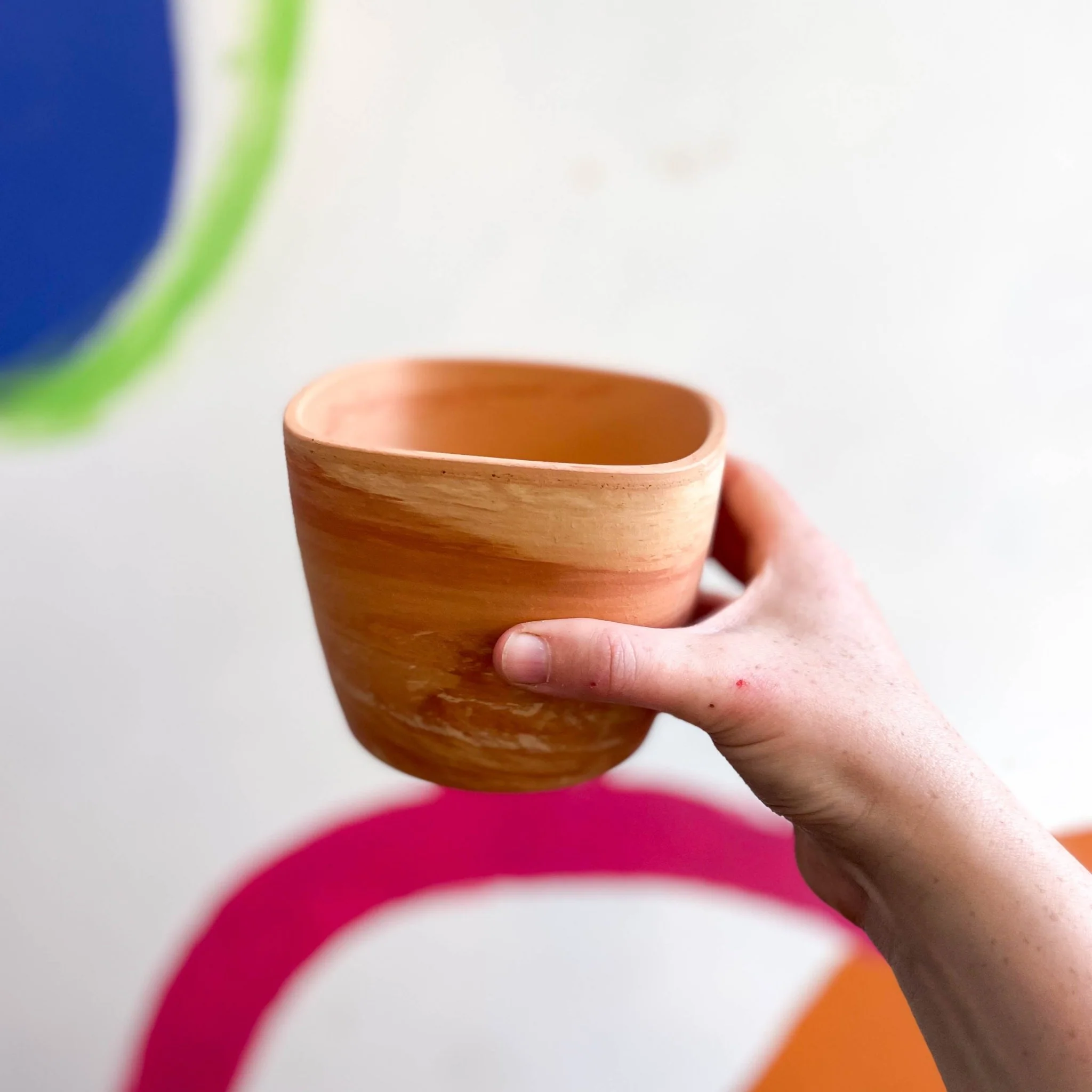 Short Square Terracotta Ceramic Tapered Pot - Image 6