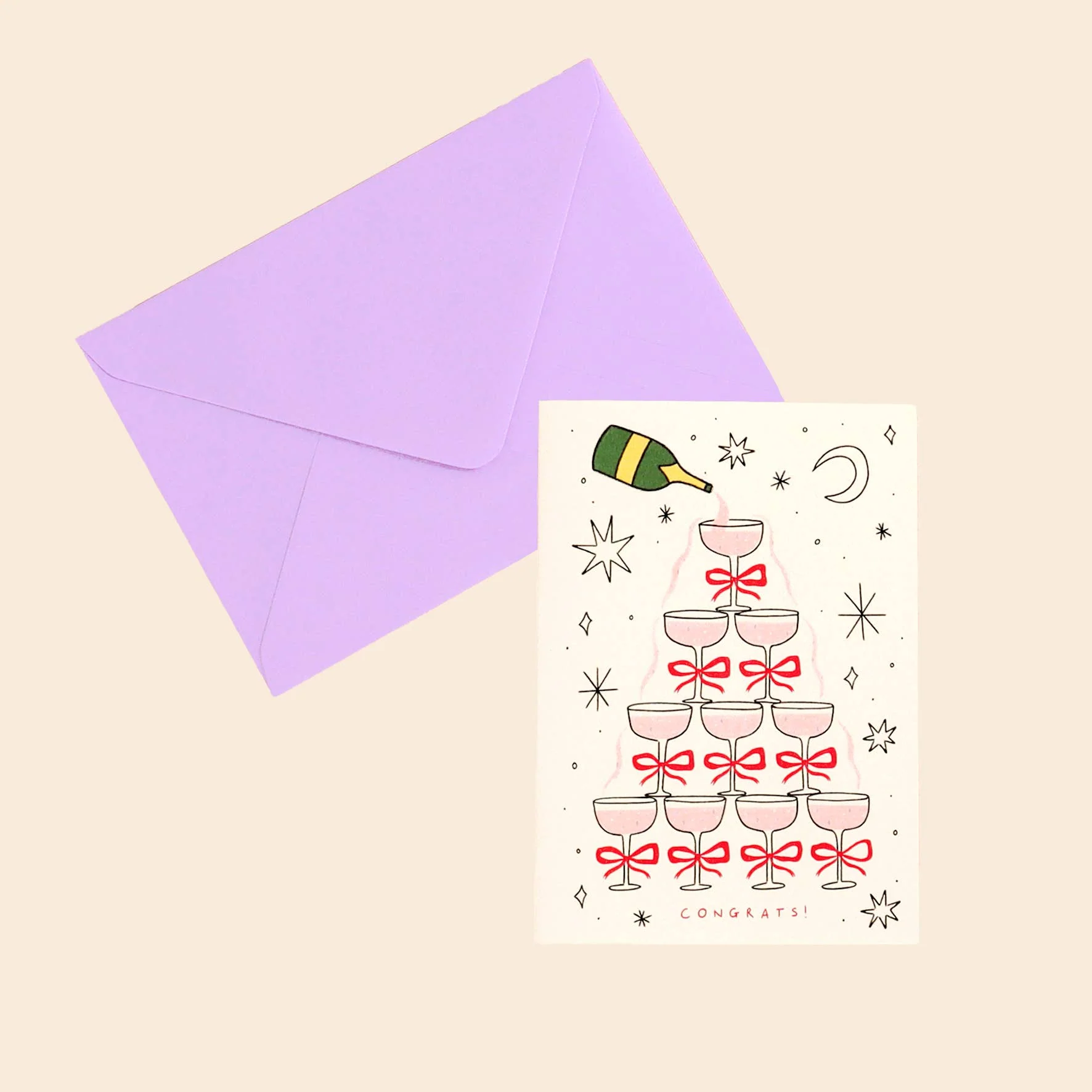 Champagne Congratulations Greetings Card | Engagement | Celebration - Image 2
