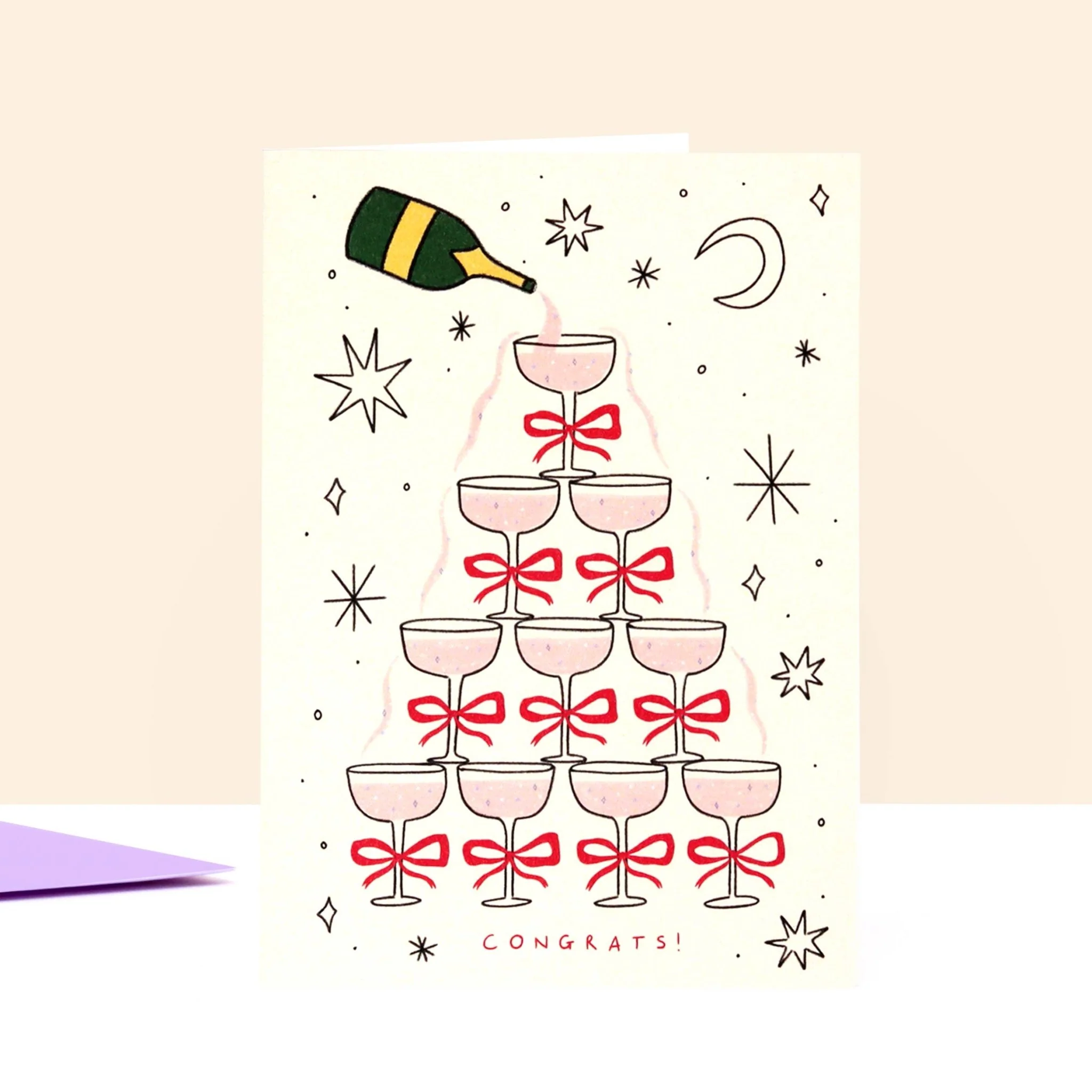Champagne Congratulations Greetings Card | Engagement | Celebration - Image 3