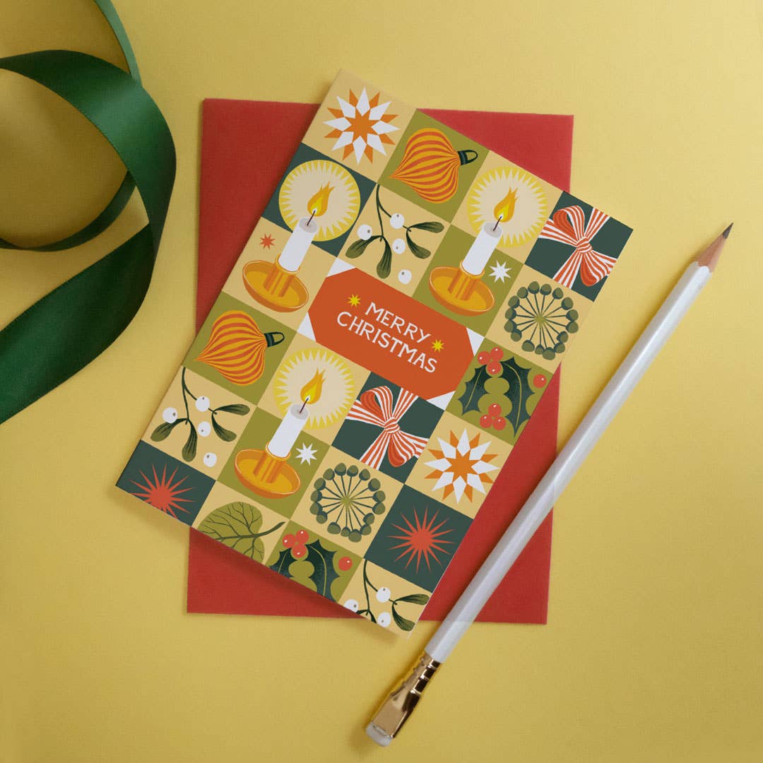 Christmas Chequerboard Candlelight | Christmas card | Christmas 2025 - Image 2