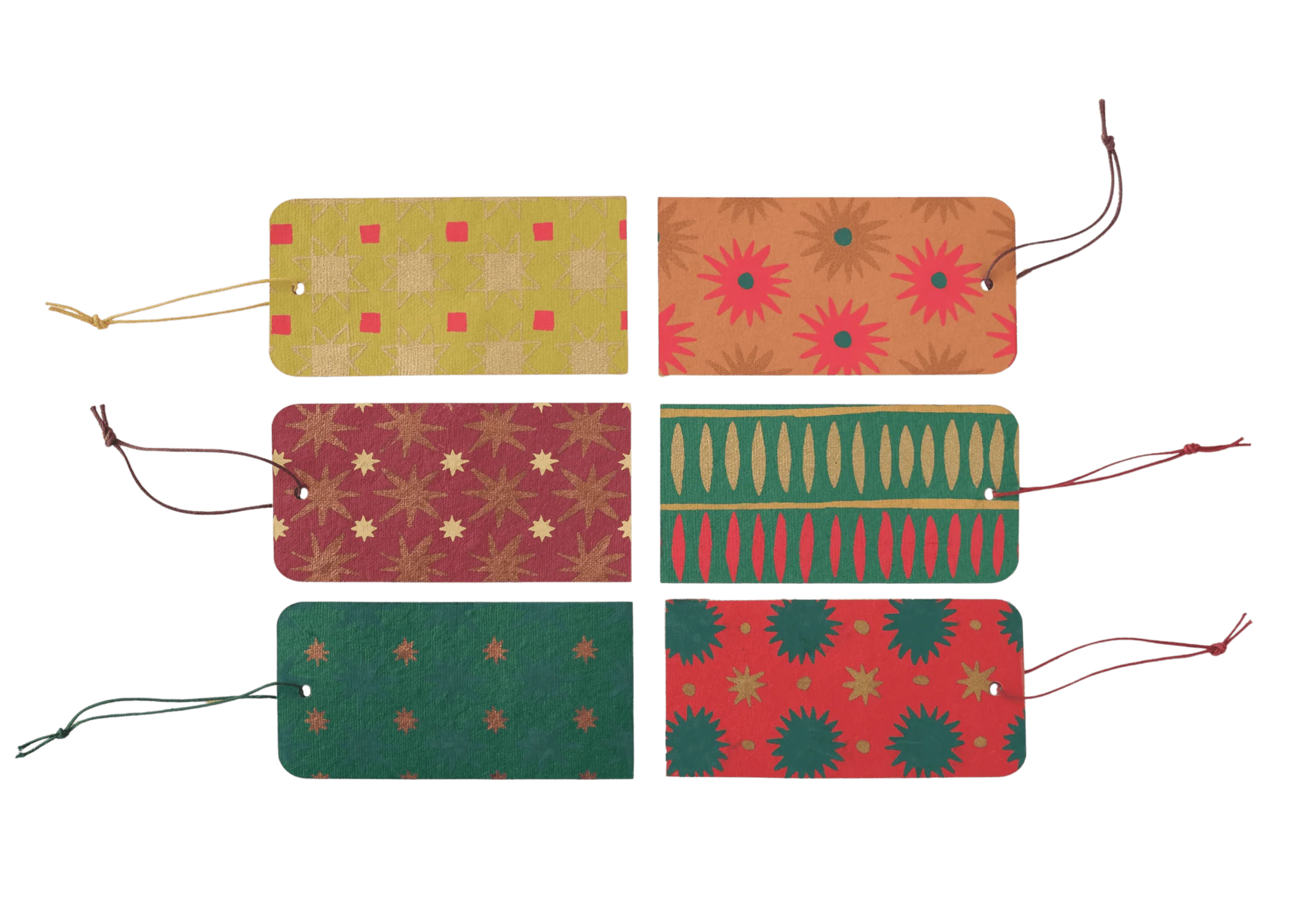 Screen-printed Christmas Gift Tags - Set of Six