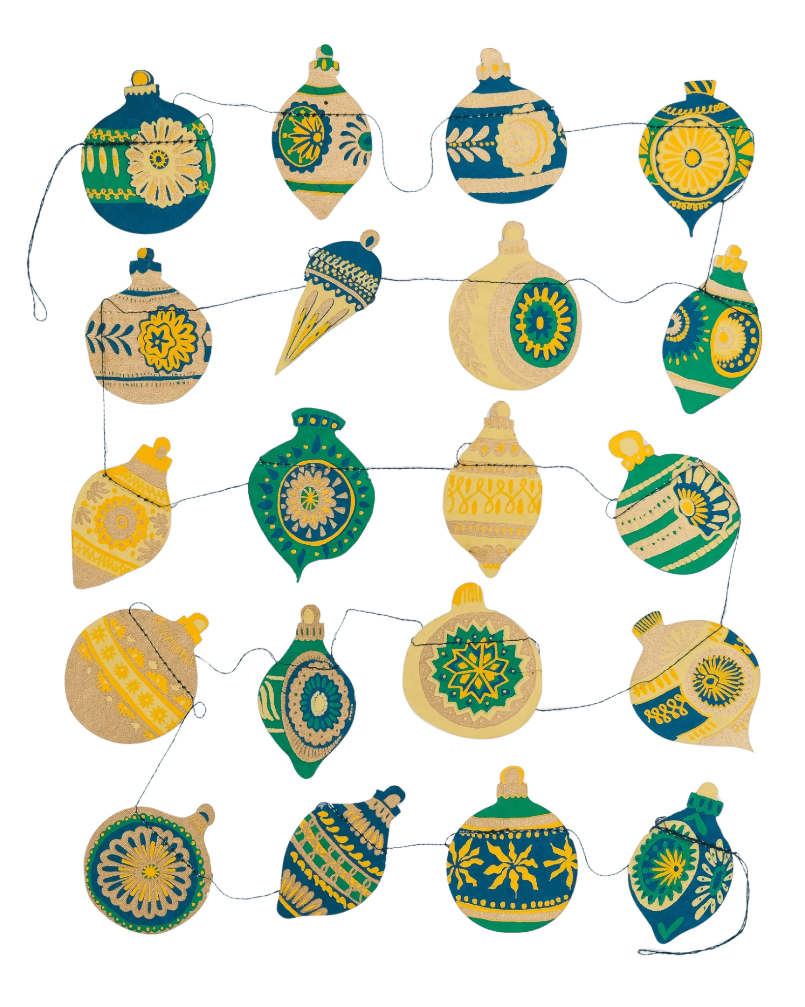 Christmas Ornaments Sewn Garland