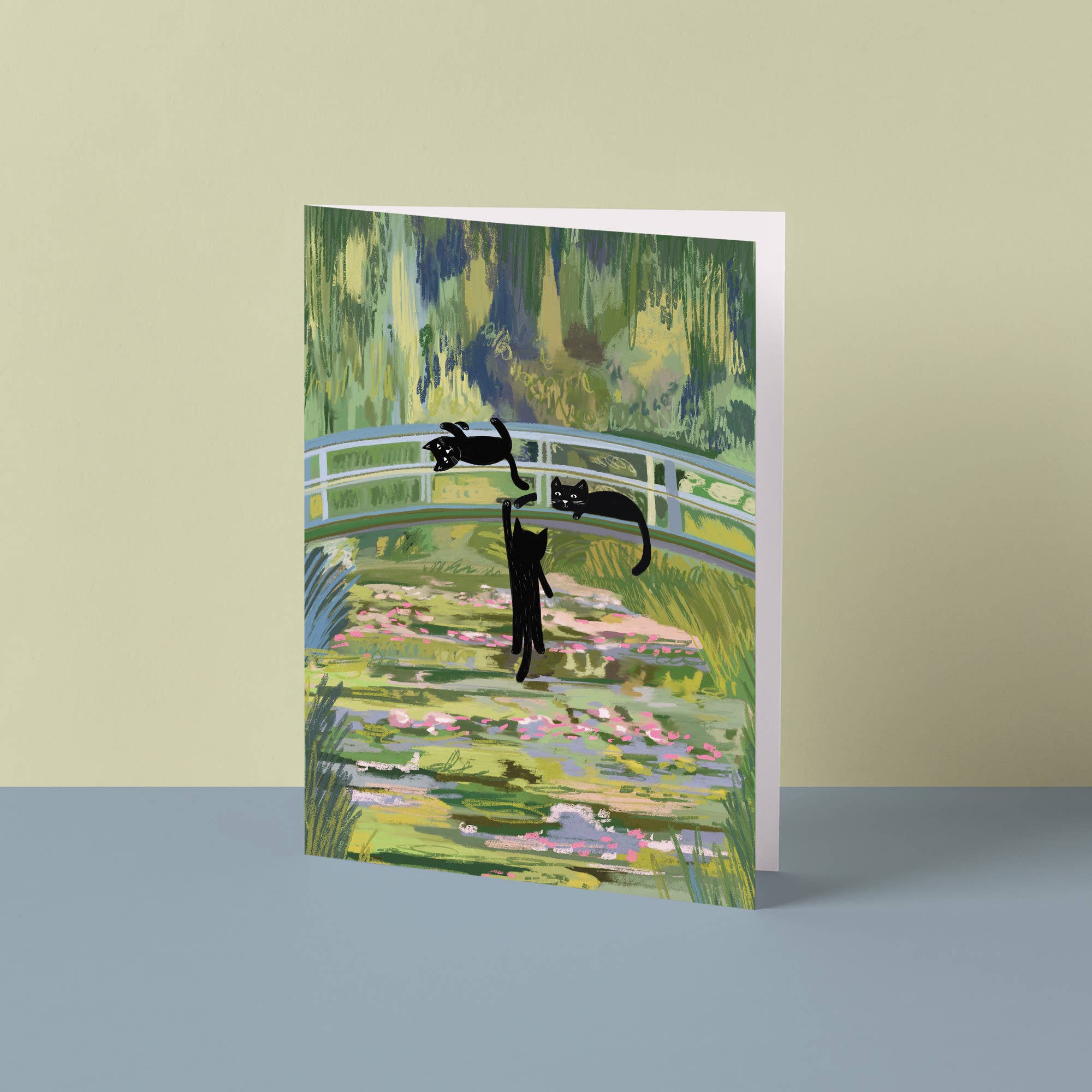 Clawed Monet Bridge of Cats Greetings Card