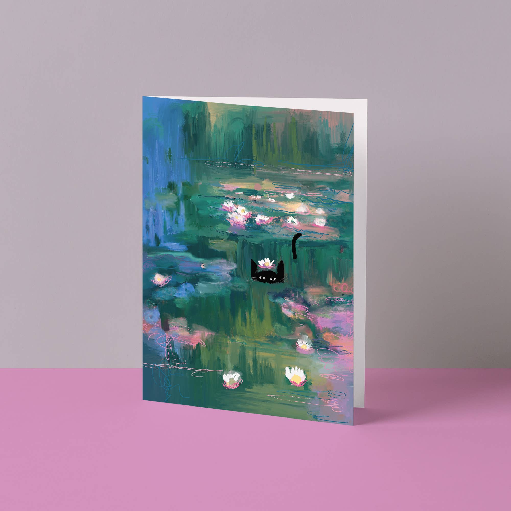 Clawed Monet Cat Greetings Card