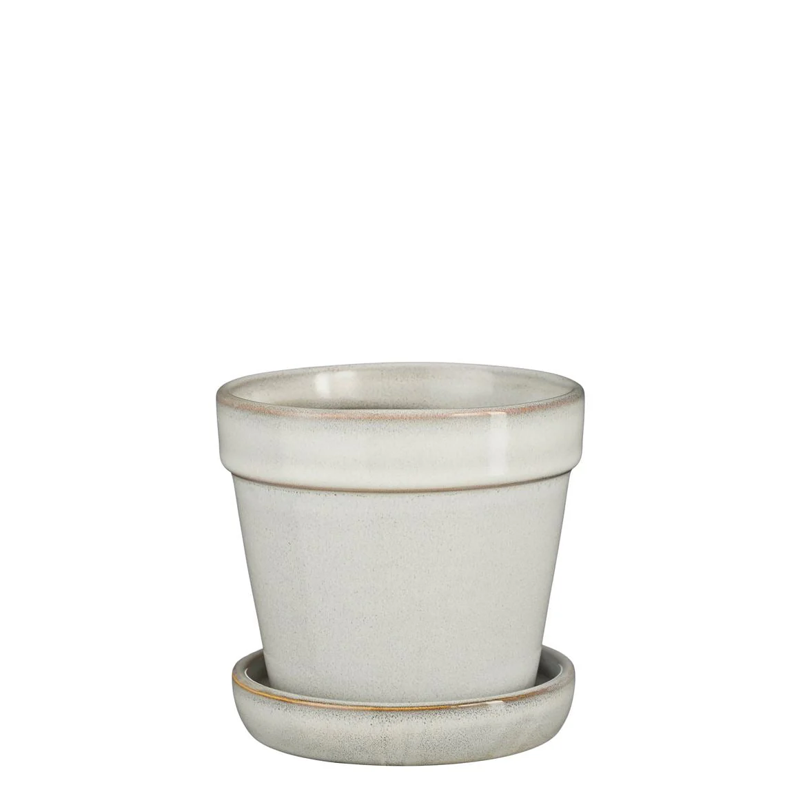 Clint Ceramic Pot with Saucer – White