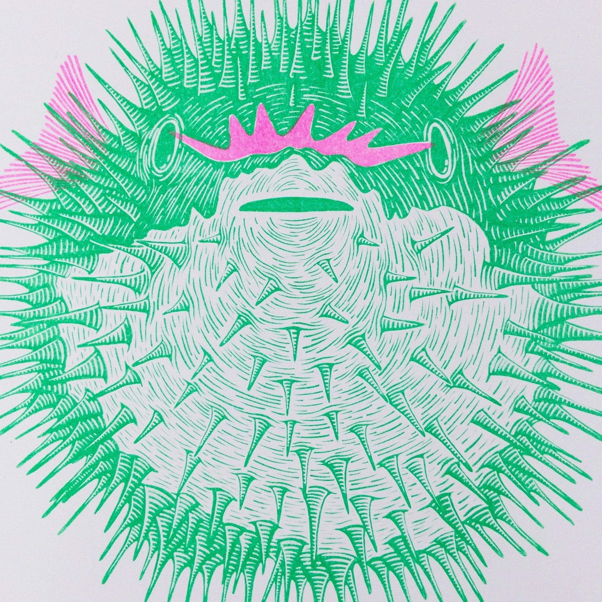 Puffer Fish 'Come And Have Fugu If You Think You’re Hard Enough' Riso Art Print - Image 3