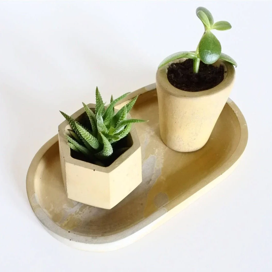 Yellow Concrete Mini Hexagonal Vessel - Ex-display