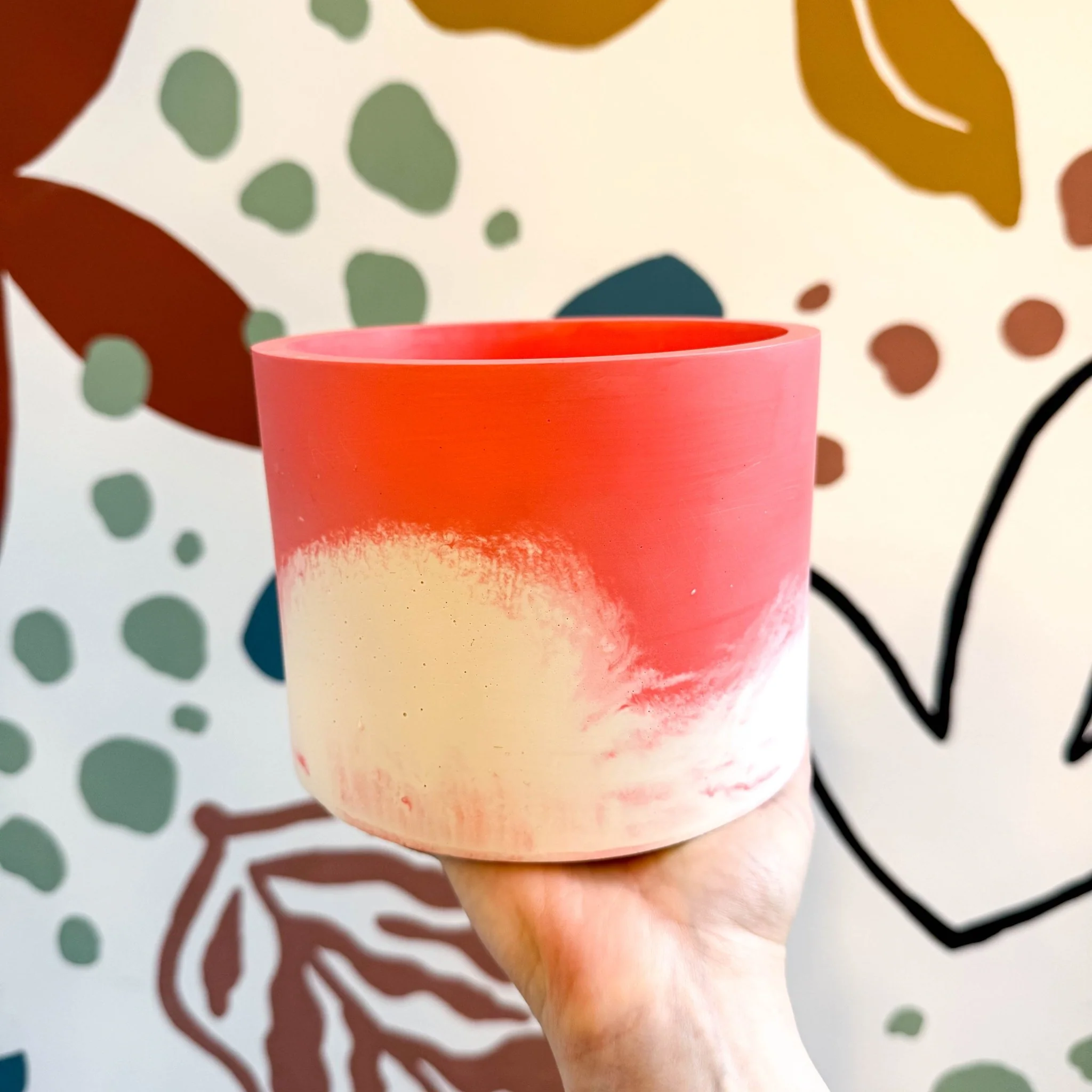 Coral Pink, Pale Pink and Putty Jesmonite Pot - Image 3