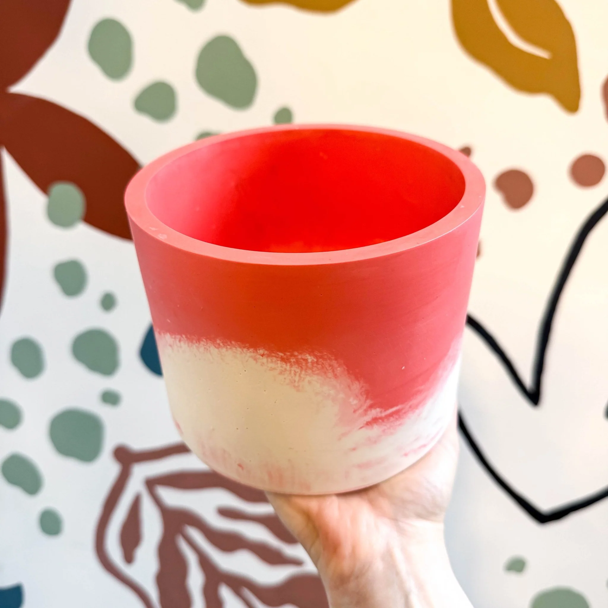 Coral Pink, Pale Pink and Putty Jesmonite Pot - Image 4